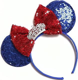 CL GIFT Snow White Tiara Minnie ears, Snow White Ears,Blue Yellow Minnie Ears, Princess Mickey Ears, Blue Minnie Ears
