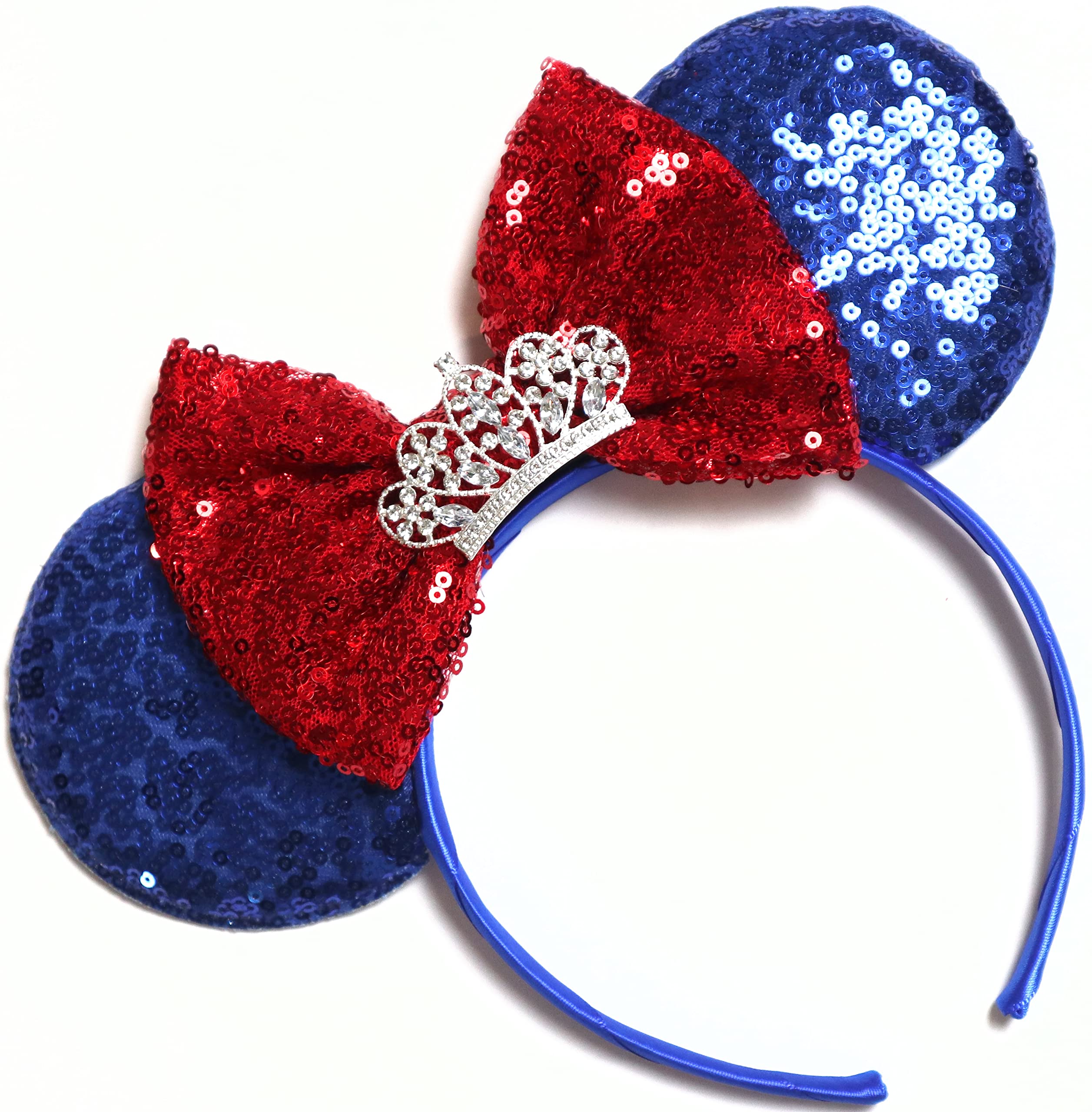 CLGIFTSnow White Tiara Minnie ears, Snow White Ears,Blue Yellow Minnie Ears, Princess Mickey Ears, Blue Minnie Ears
