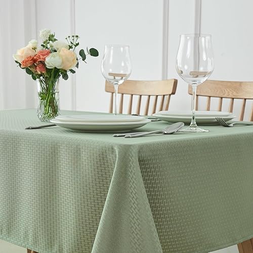 maxmill Weaved Texture Tablecloth Water Resistance Antiwrinkle Spillproof Soft Washable Table Cloth for Dining Room, Buffet Banquet Parties Holiday Dinner, Rectangular 60 x 108 Inch, Sage Green