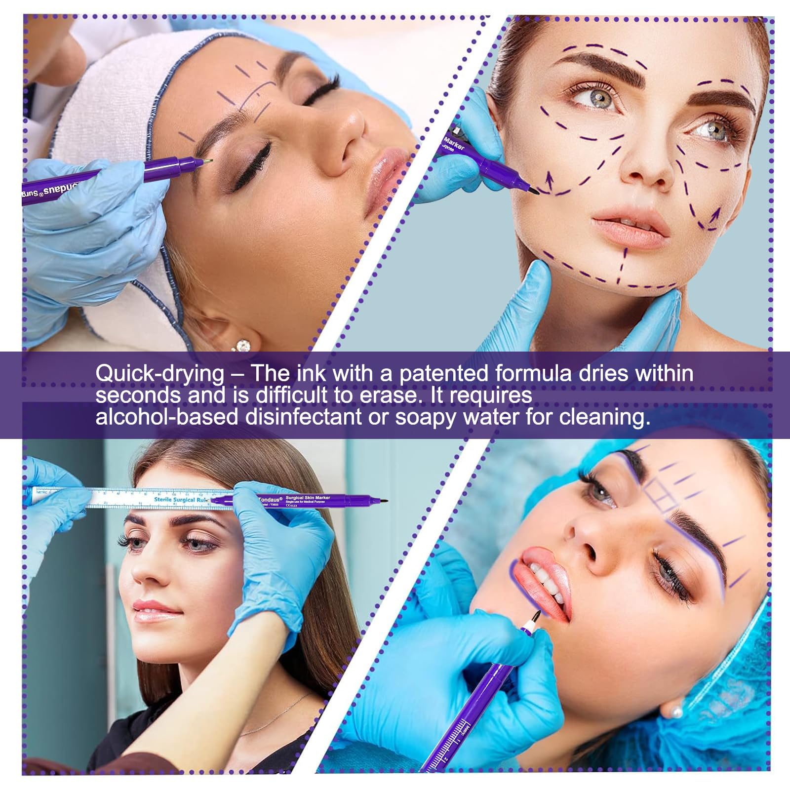 6pc Skin Marker Pen Surgical Tip PMU Mapping Tool Ruler (Purple) — Amazon image 7