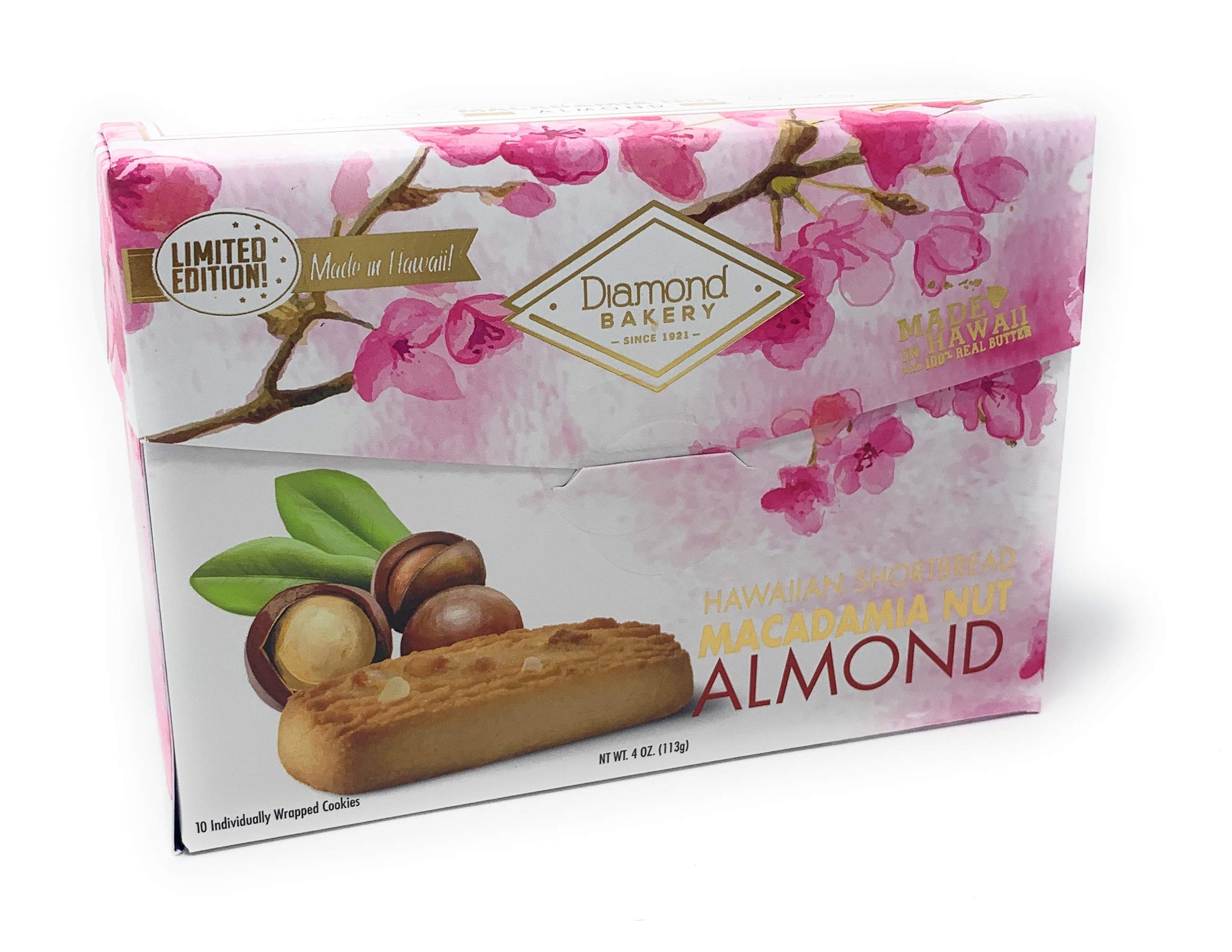 Diamond BakeryHawaiian Shortbread Macadamia Nut Cookies, Almond 4 ounce (113g)
