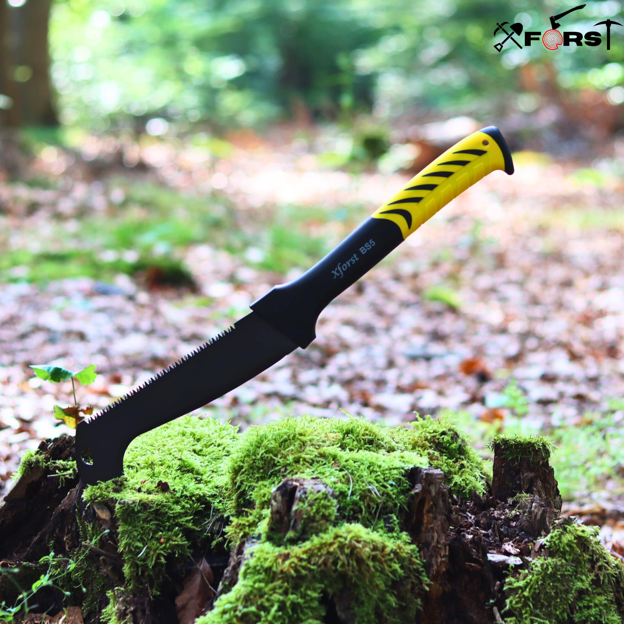 Xforst X-BS5 falce con lama per sega – lunghezza totale 52 cm – manico antiscivolo in fibra di vetro – per campeggio, outdoor, sopravvivenza e bushcraft