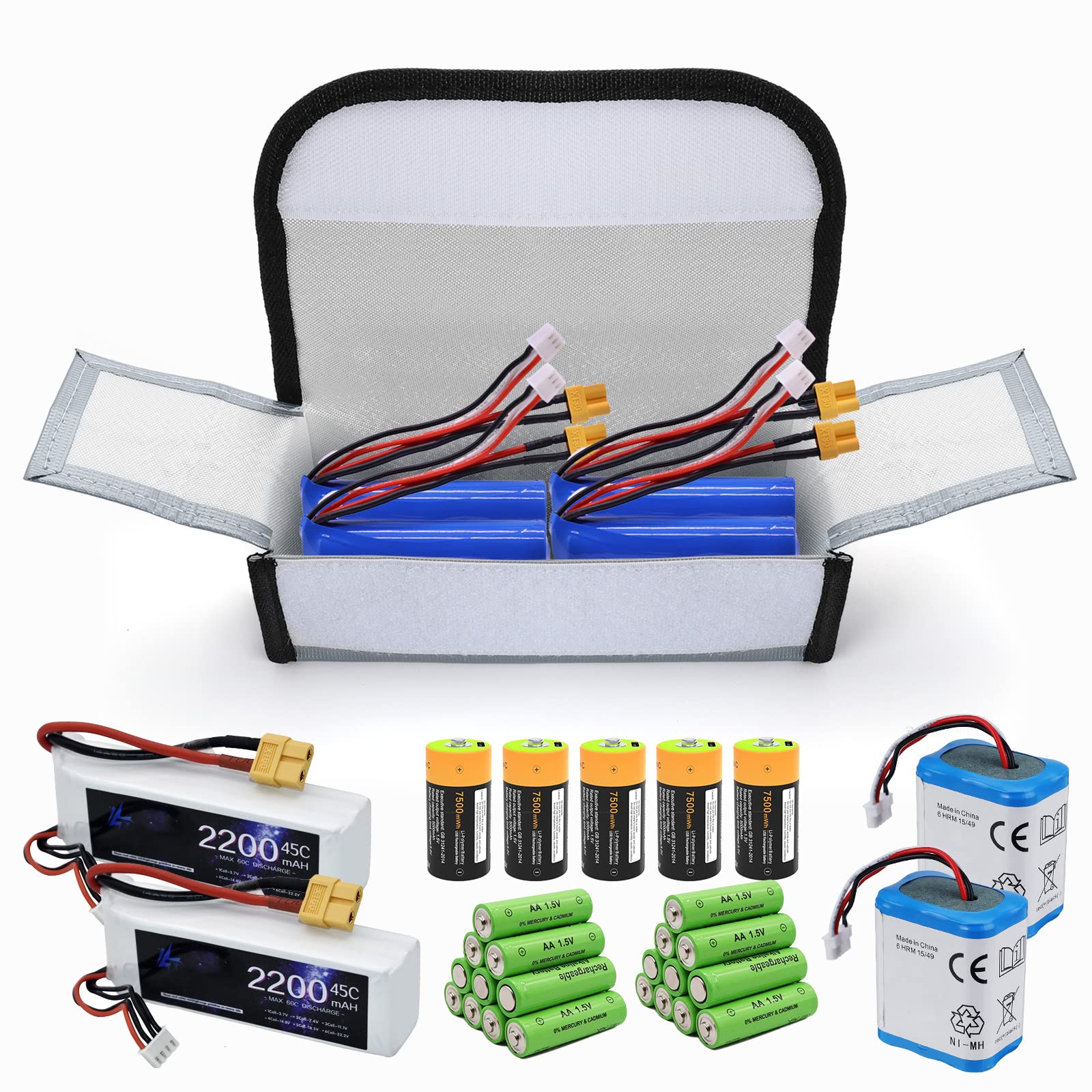 Lipo Batterie Sicherer Beutel – Feuerfest, Explosionsgeschützt, Für Laden & Lagerung, Maße 24x6,5x18 Cm, Silber