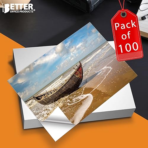 Vista 5 de Better Office Products - Papel fotográfico autoadhesivo, brillante, 8.5 x 11 pulgadas, 100 hojas, por Better Office Products, 135 gsm, tamaño carta