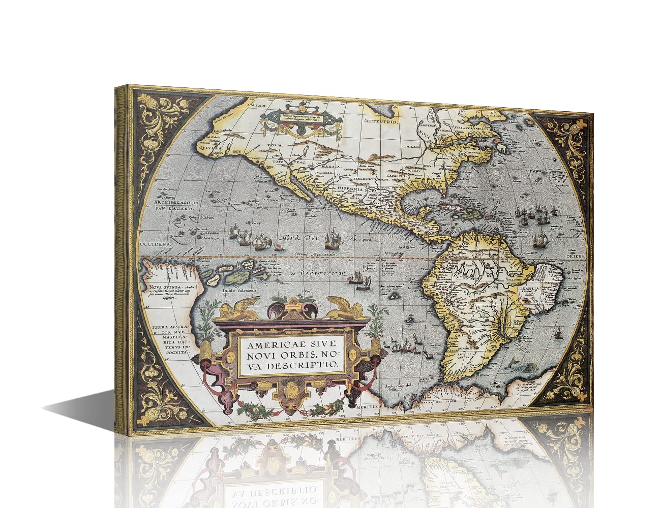 Rustic Wall Art for Living Room Nautical Chart Picture 1 Piece Prints on Canvas Antique Painting for Room Modern Wall Decor World Map Artwork Framed Gallery-Wrapped Ready to Hang(16" Wx24 H)