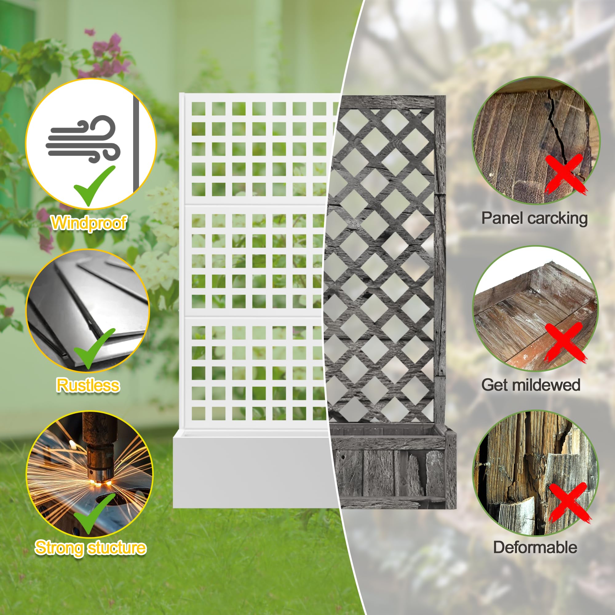 Outdoor Privacy Screen Planter - Metal Trellis -4 Outdoor Privacy Screen Planter - Metal Trellis -4