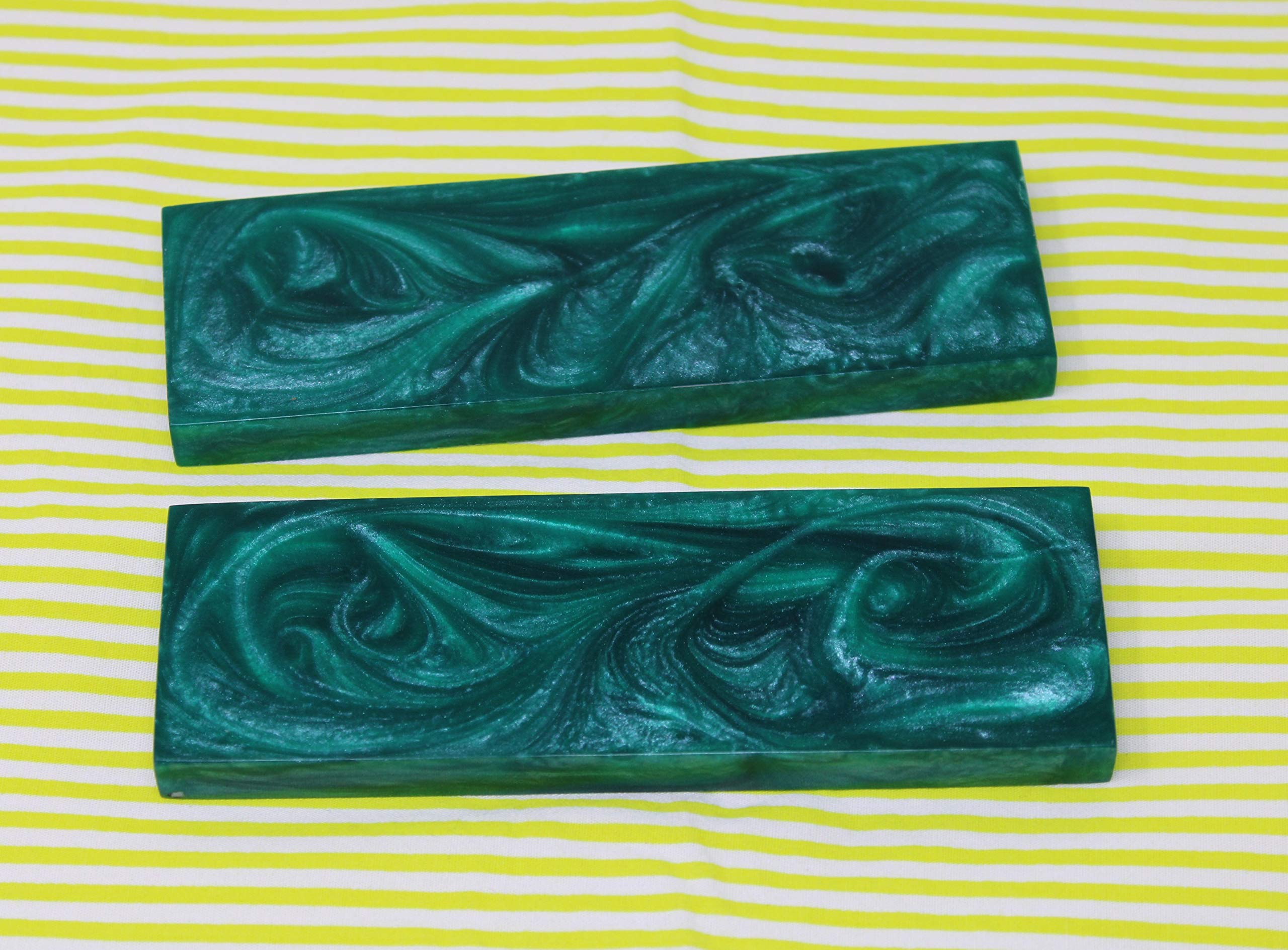 Buddha4all Resin Knife Scales Streaked Scales Fixed Blade Hunting Knife Pair Handles Material for Knifes (Dark-Green)