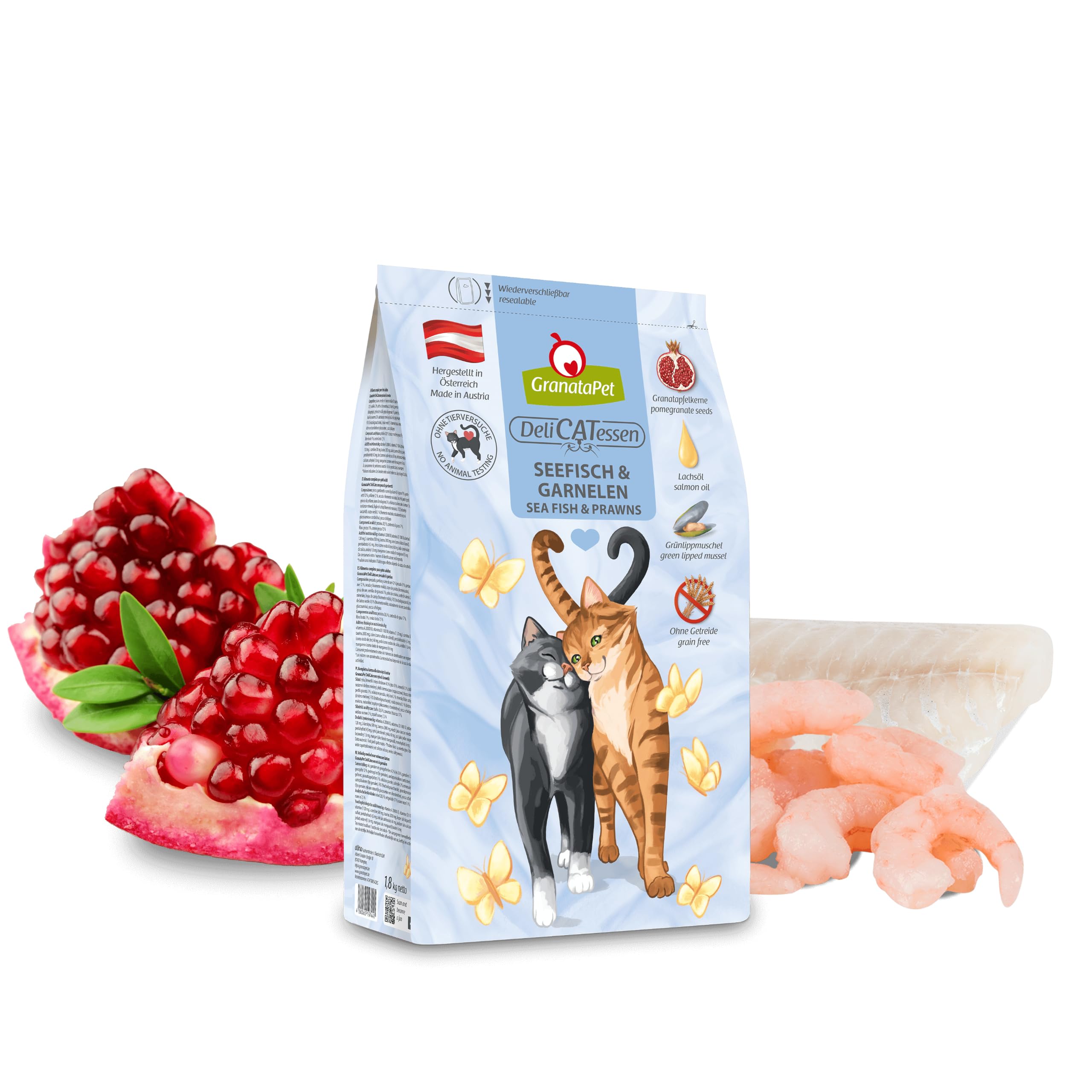 GranataPet Delicatessen Nourriture sèche pour Chats et crevettes de mer savoureuse Nourriture complète sans céréales et sans Sucre 9 kg