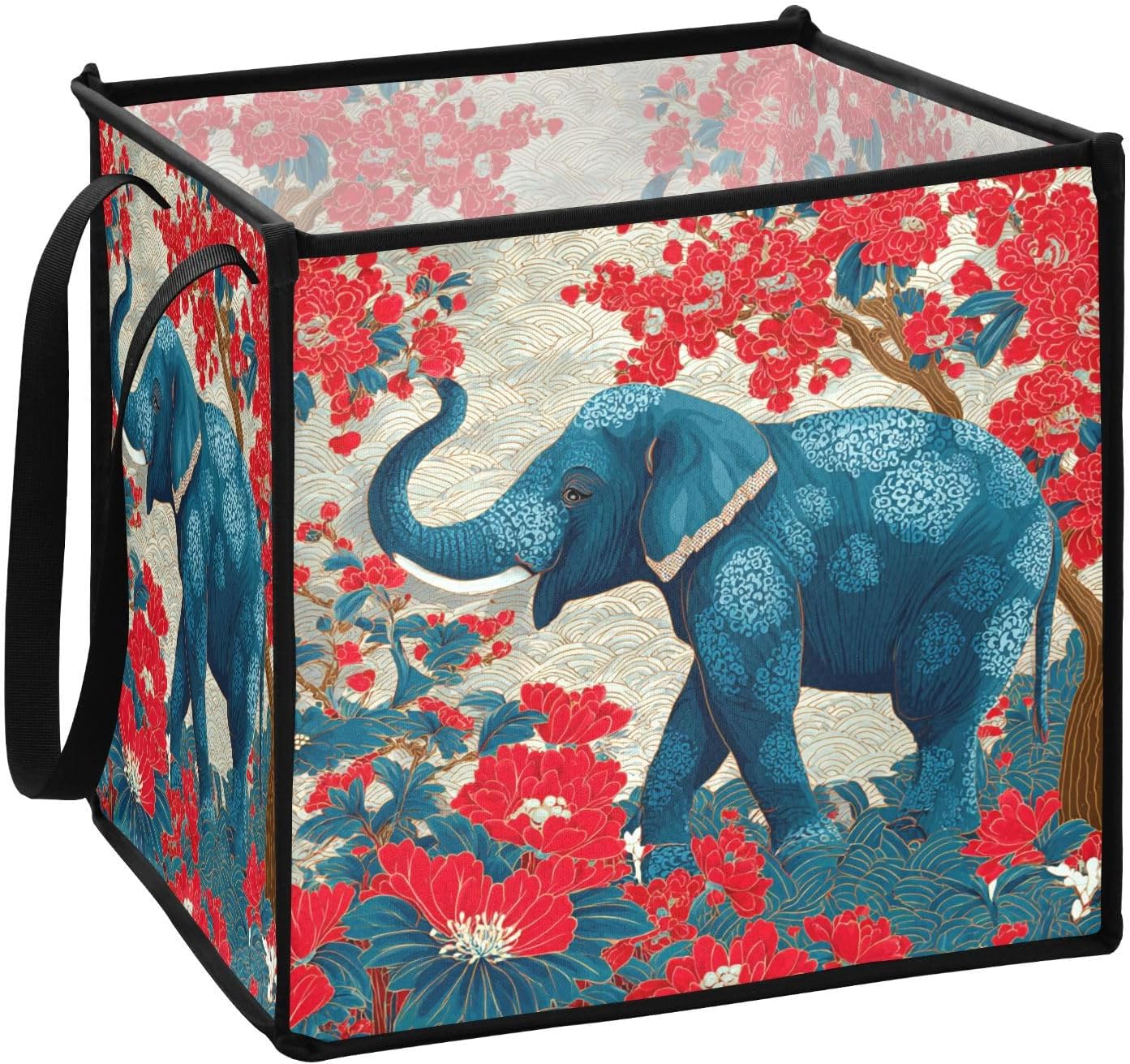 Foldable Felt baskets organization and storage boxes for clothing totes Elephants Chinese Traditional Painting L