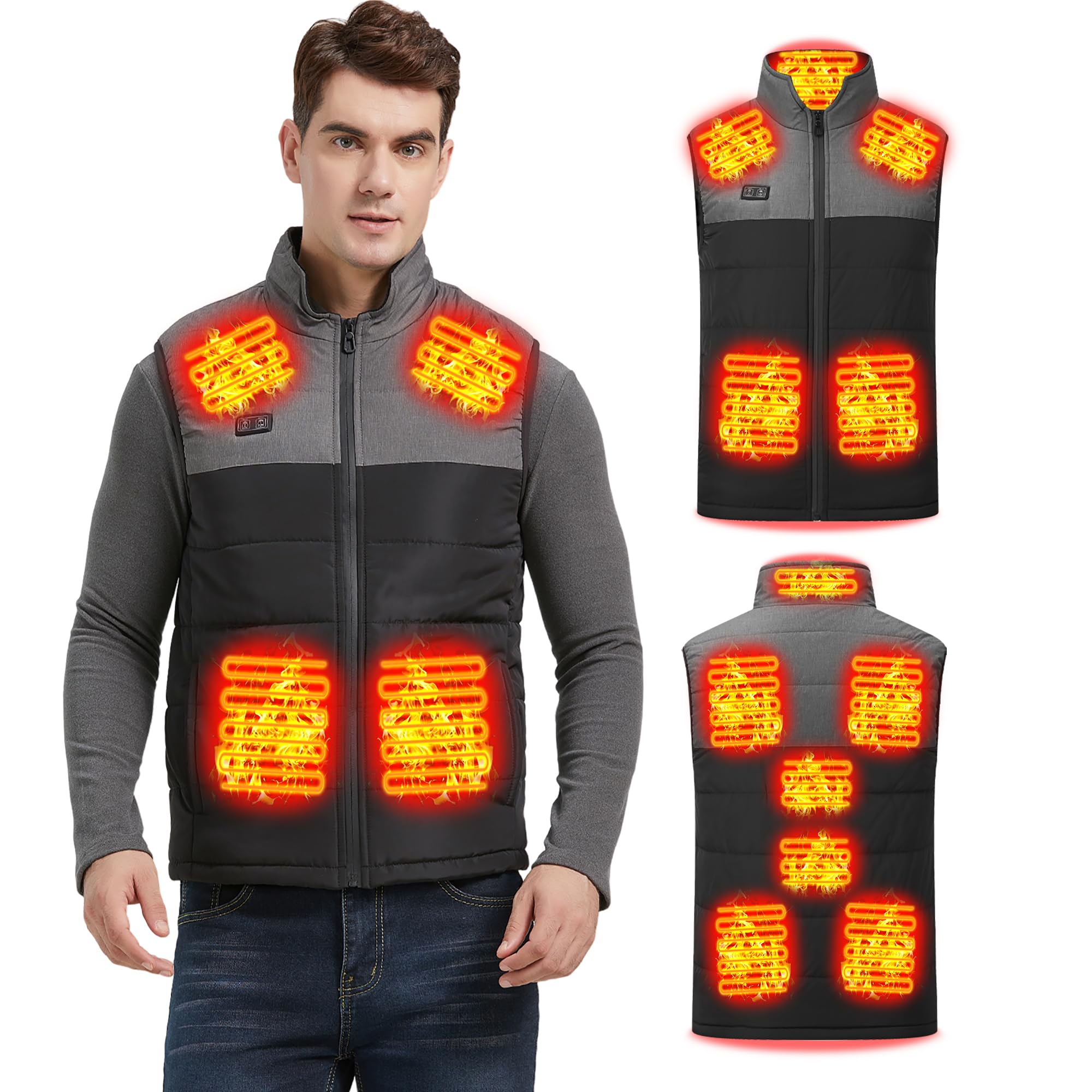 Heated Vests - Heated Body Warmer for Women/Men Heated Gilet, 3 Temperature Levels Electric Heating Jacket, Machine Washable Heated Waistcoat for Outdoors, Hiking (Excluded Power Pack)