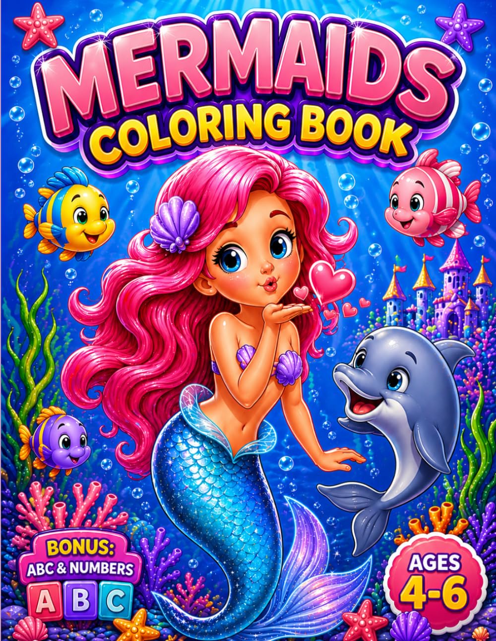 Mermaids Coloring Book for Girls Ages 4–6: Fun and Easy Underwater Adventures with BONUS ABC Alphabet & Numbers: 20 Easy Coloring Pages with Cute ... (Smash Kids Coloring & Learning Series)