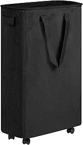 efluky Slim Laundry Hamper with Wheels, Rolling Laundry Basket for Clothes, Small Laundry Basket for Bedroom, Dorm and Laundry Room, 60L (12.7 Gallons) Black