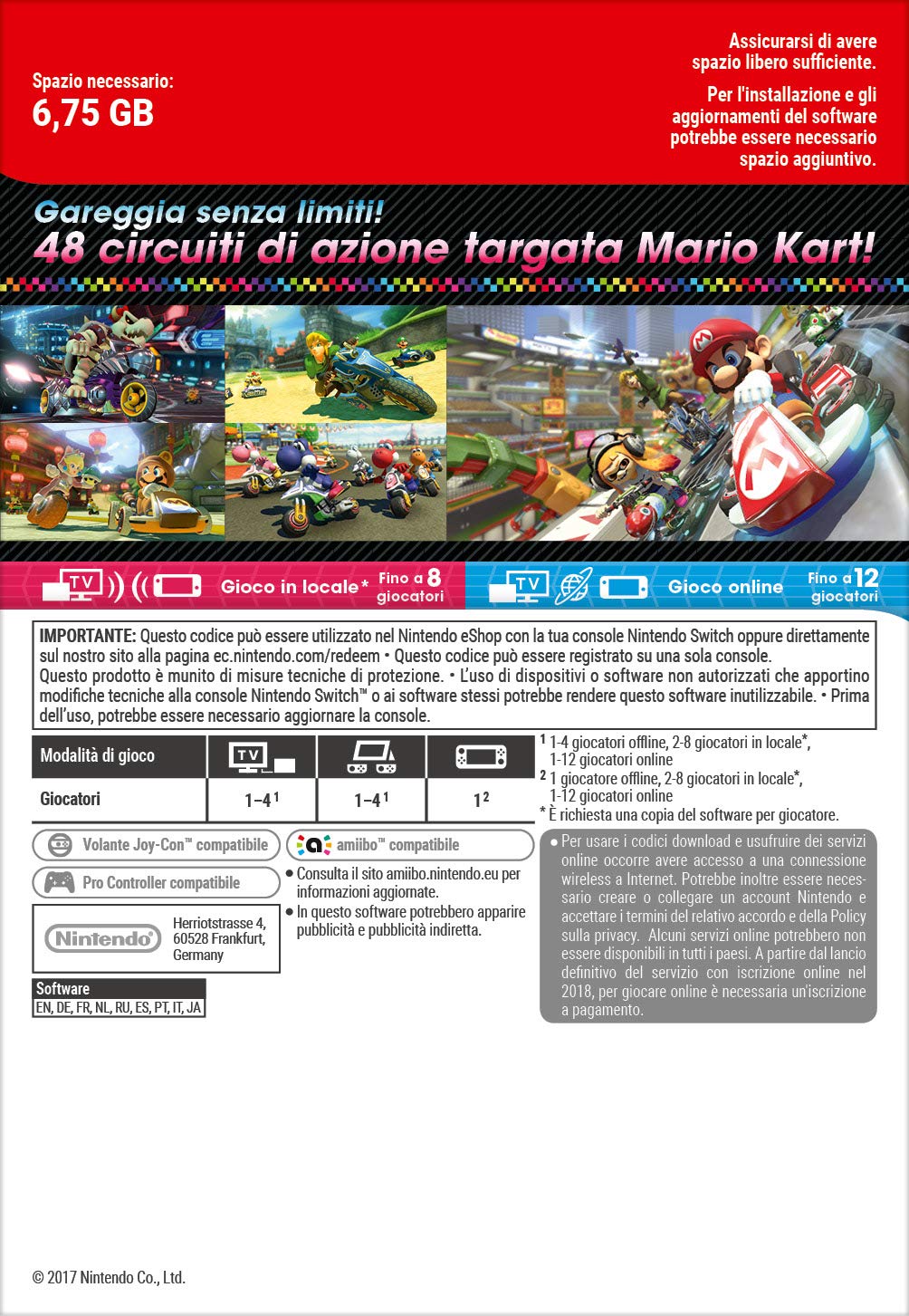 Nintendo Mario Kart 8 Deluxe Codice download & 365 Giorni Switch Online Membri (Individual) Codice download