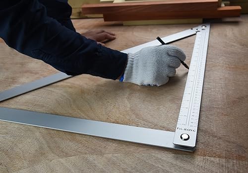 Miniatura 7 de FEI-RONG Cuadrado plegable de 24  Cuadrado de aluminio y acero al carbono  Regla de ángulo ajustable de 45 a 90 grados para techos, escaleras,