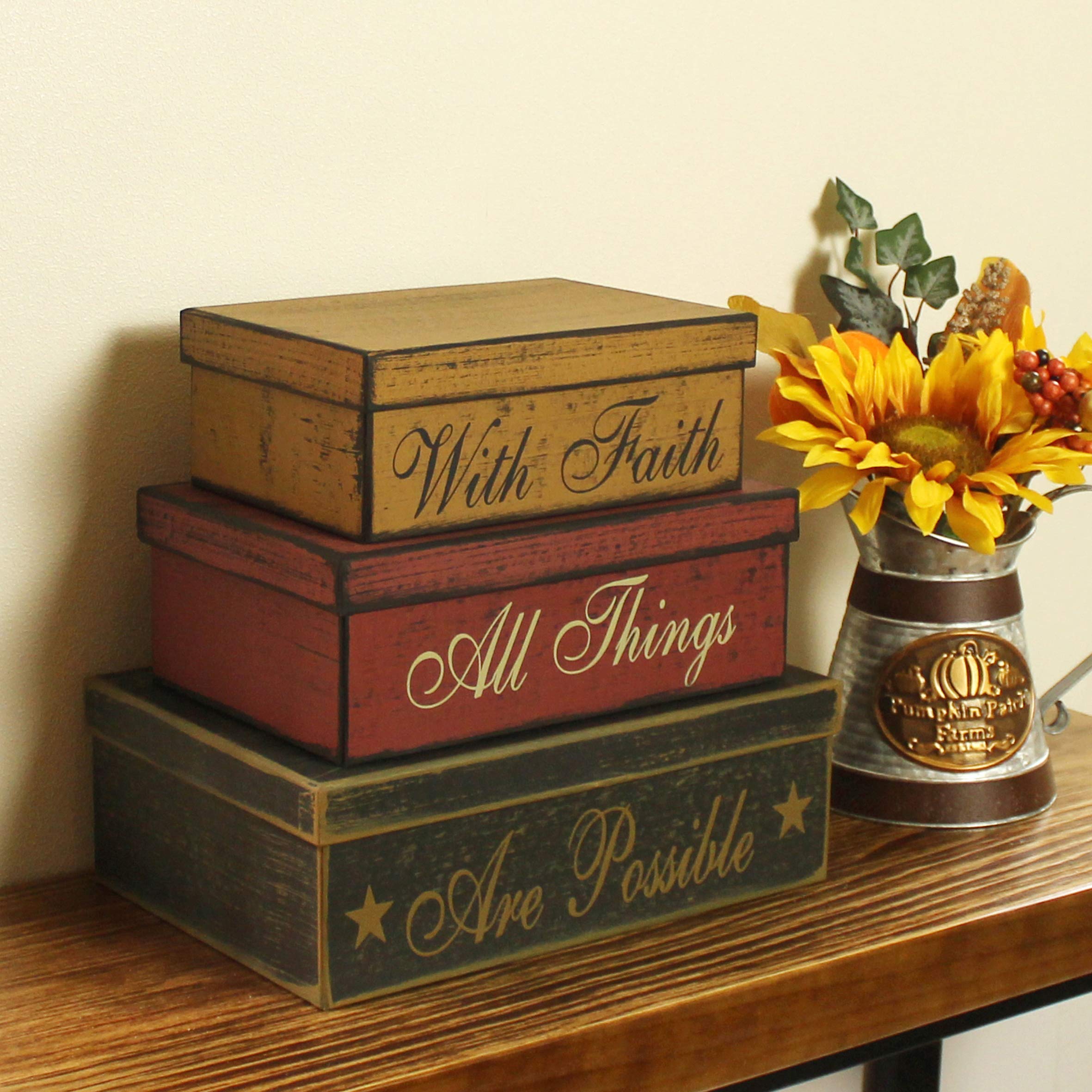 CVHOMEDECO. Primitives Caixas de papelão retangulares vintage com