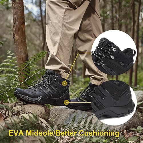 Miniatura 6 de Grand Attack Botas de senderismo para hombre, impermeables, hasta el tobillo, botas de senderismo para hombre, zapatos ligeros para senderismo al