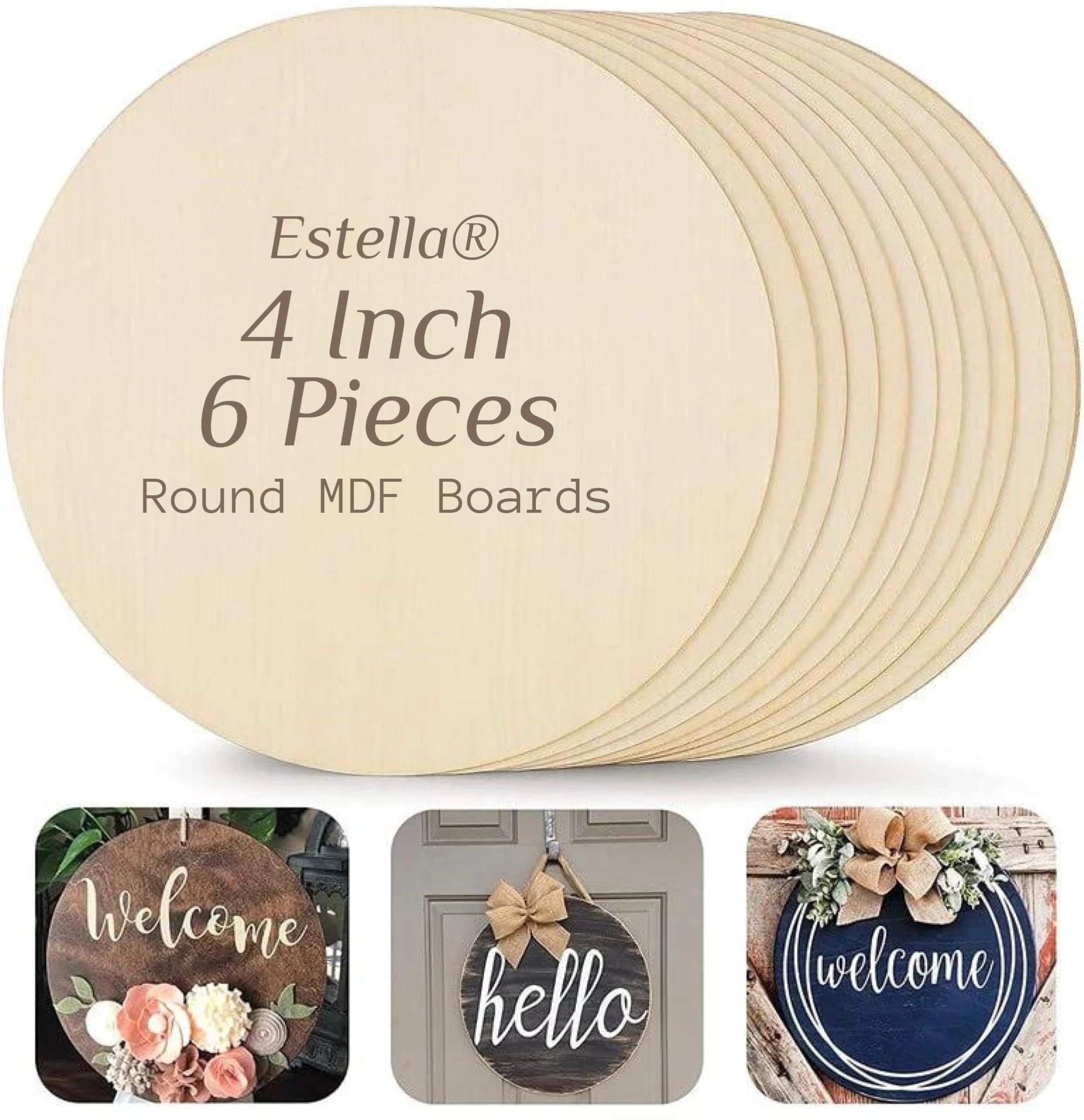 Estella® MDF Board - 4 Inch - 6 Pieces Round MDF Boards - MDF Board for Lippan Art and Craft - Coasters, Resin, Mandala, Painting, Wall Hanging, Clock Making, Decoration - 3.5 mm Thickness MDF Cutouts-image-16