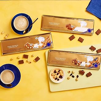 Swiss Chocolates Bars Bulk Buy - Luxury 3 x 300g Irresistible Smooth Hazelnut, Milk Bar & Hazelnut - Raisins Golden Milk Chocolate Bars for Chocolate Hamper, Birthday Gifts with Topline Card