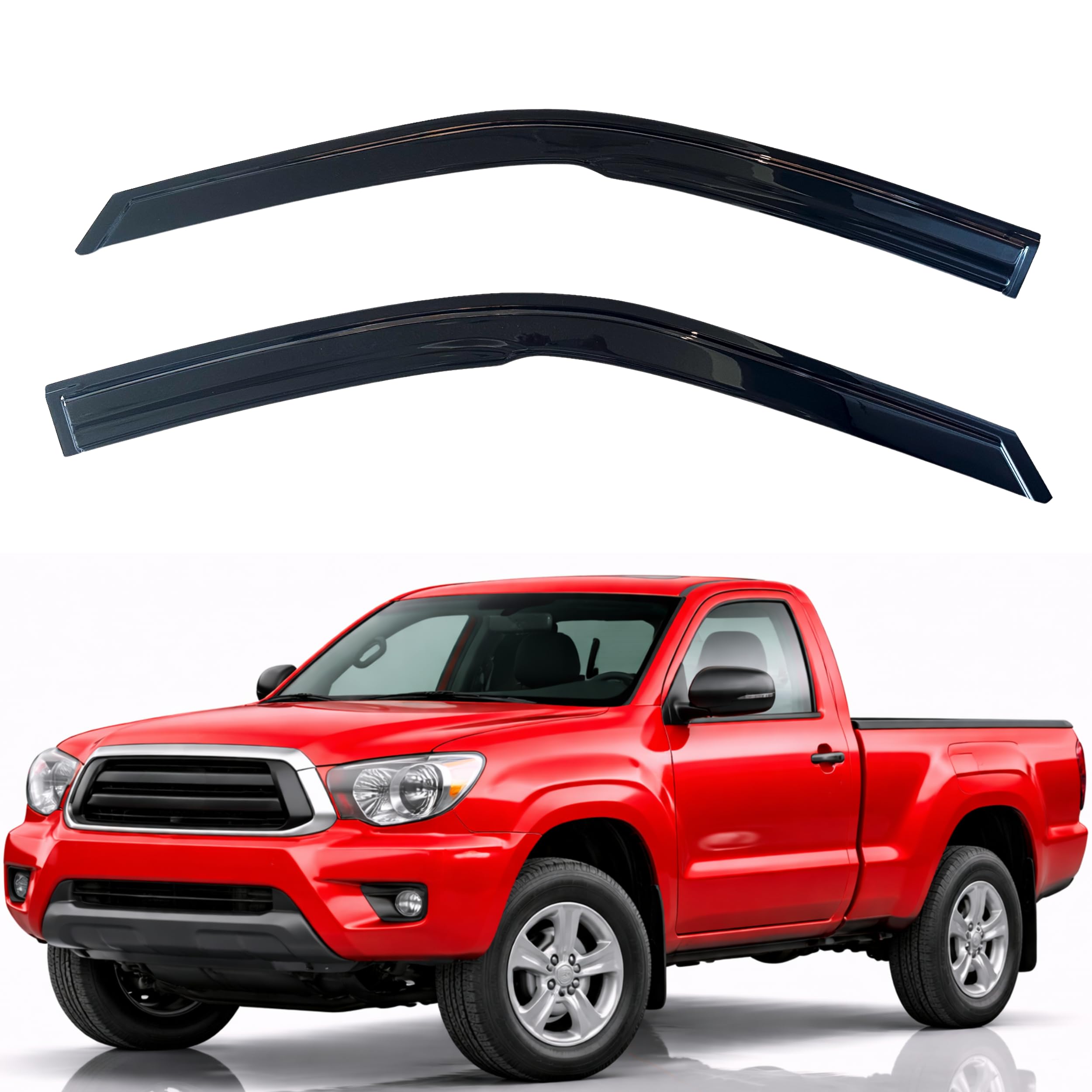 KPY Rain Guards Fit for 2005-2015 Toyota Tacoma Single Cab, Out-Channel Window Visors Vent Wind Deflectors 2PC, Truck Accessories for 05-15 Tacoma Regular Cab (Single Cab Only)