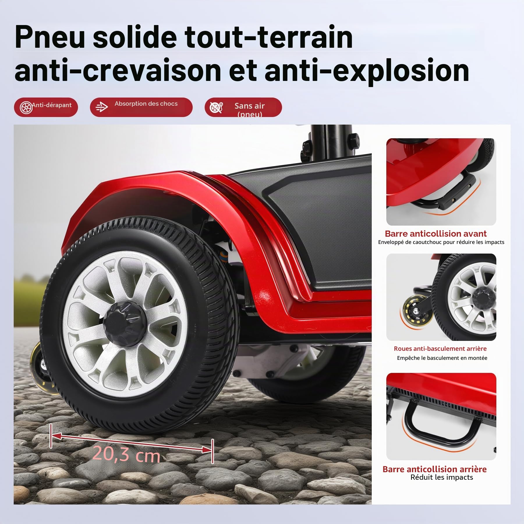 Scooter électrique pour seniors 22 km Scooter pliable à 4 roues avec panier Batterie légère Capacité de charge jusqu'à 190 kg Scooter électrique