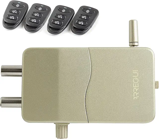 Imagen relacionada con ARREGUI CI10D-AL Cerradura de Seguridad Invisible para Puerta con Alarma Sonora | 4 mandos a distancia | Antirrobo, Anti Okupas | Cerradura Electrónica | Cerrojo Inalámbrico Interior | dorado