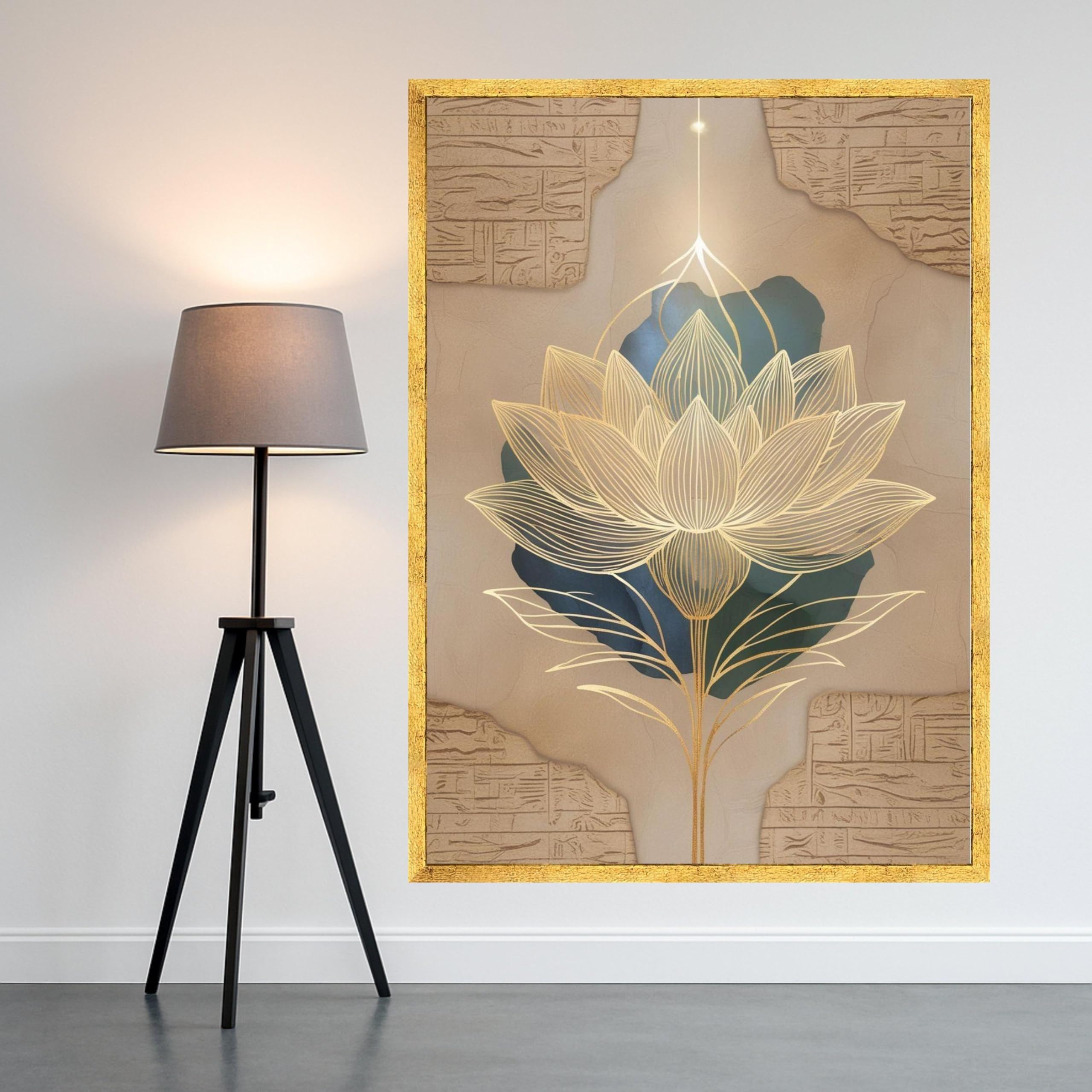Tableau mural moderne lotus doré pour habiller un grand mur vide - 8