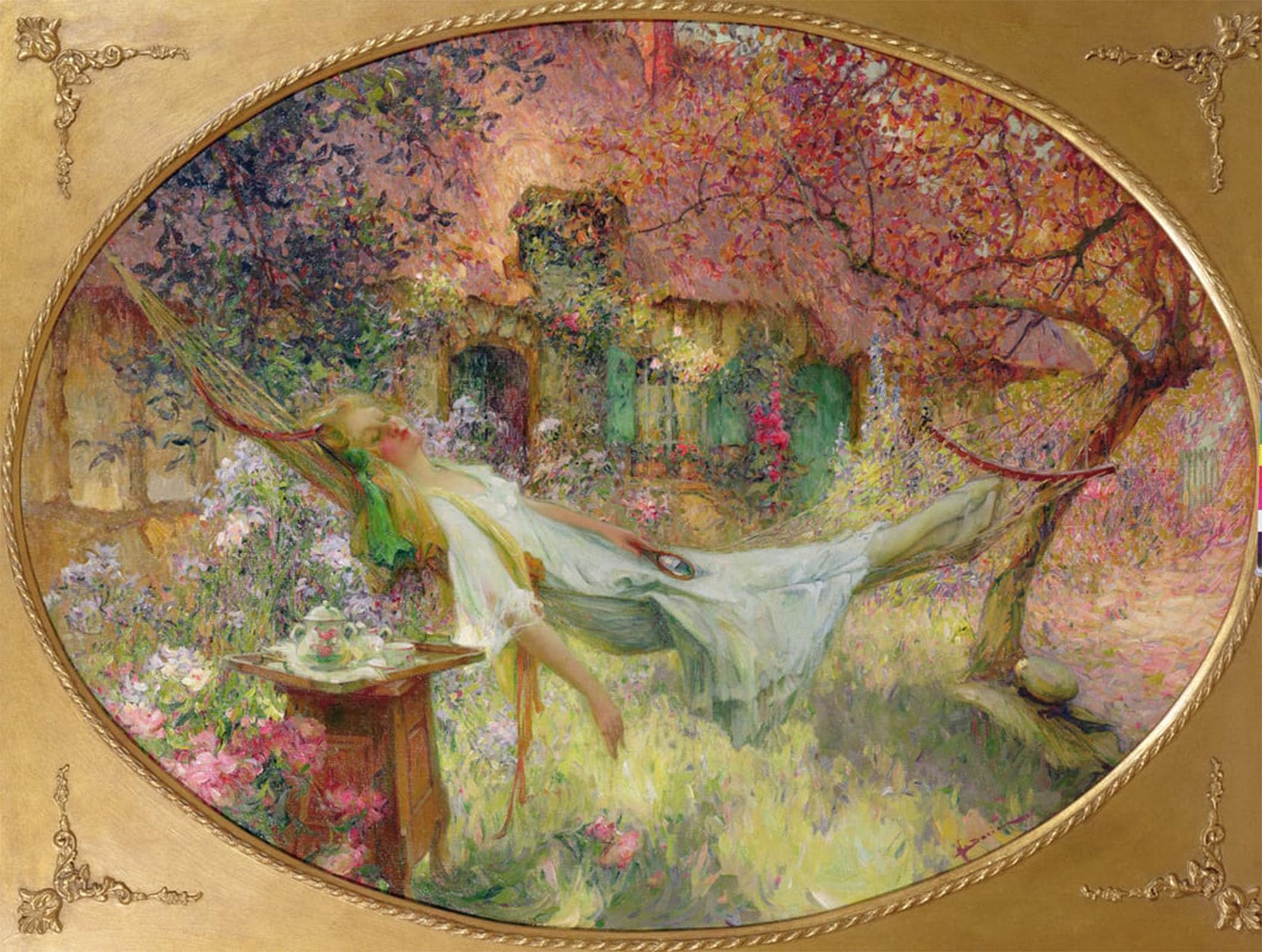 ARTXLXXBN Famous Print Painting Colorful Art Print Summer in the Garden by Henri Gaston Darien Canvas Art Decorations for Home Decor 60x90cm