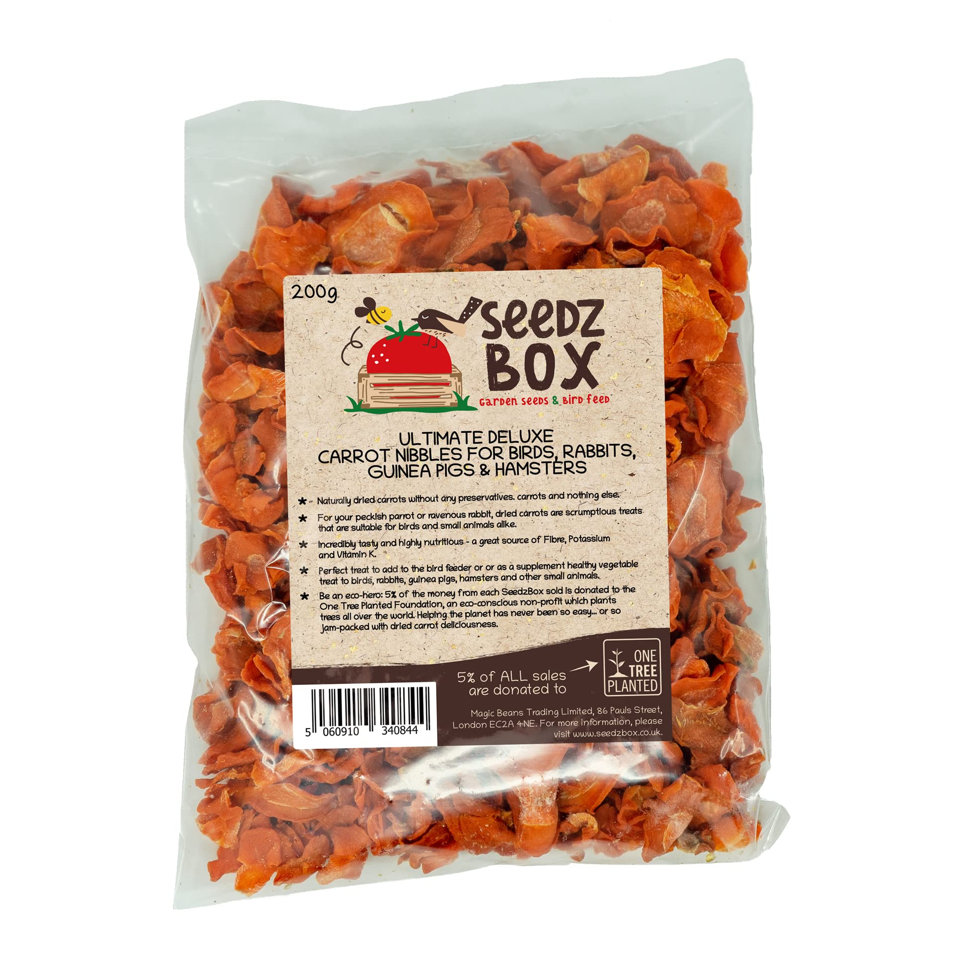 Dried Carrots For Rabbits and Dogs 200g - For Birds Rats Guinea Pigs and Hamsters - Seedzbox - Naturally Dried Snack and Treat - Fat Free Carrots With No Preservatives