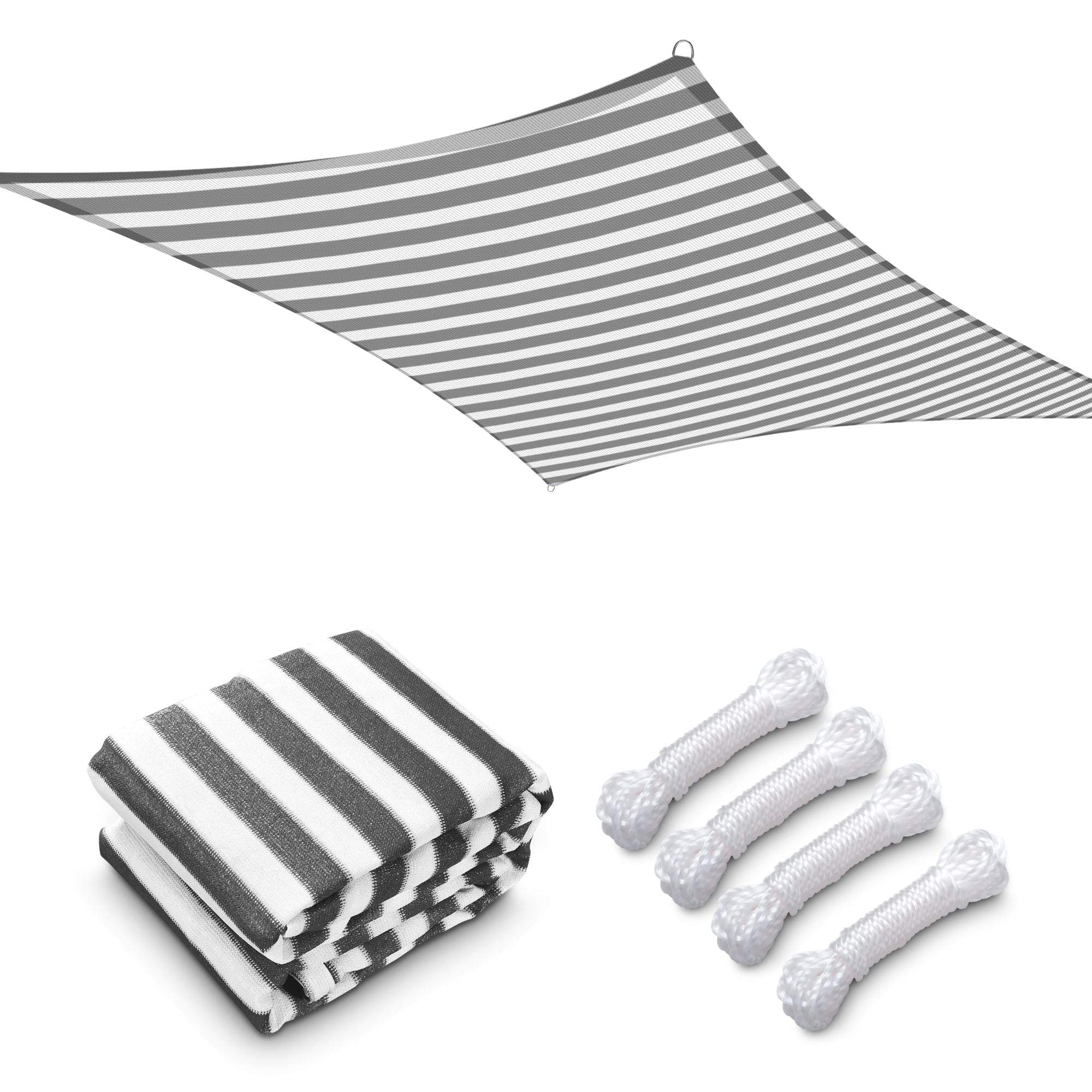 Yescom 1 Pack 13'x19' Rectangle Sun Shade Sail Gray+White 97% UV Block Outdoor Patio Pool Garden Yard Lawn Carport Cover Net Awning Canopy