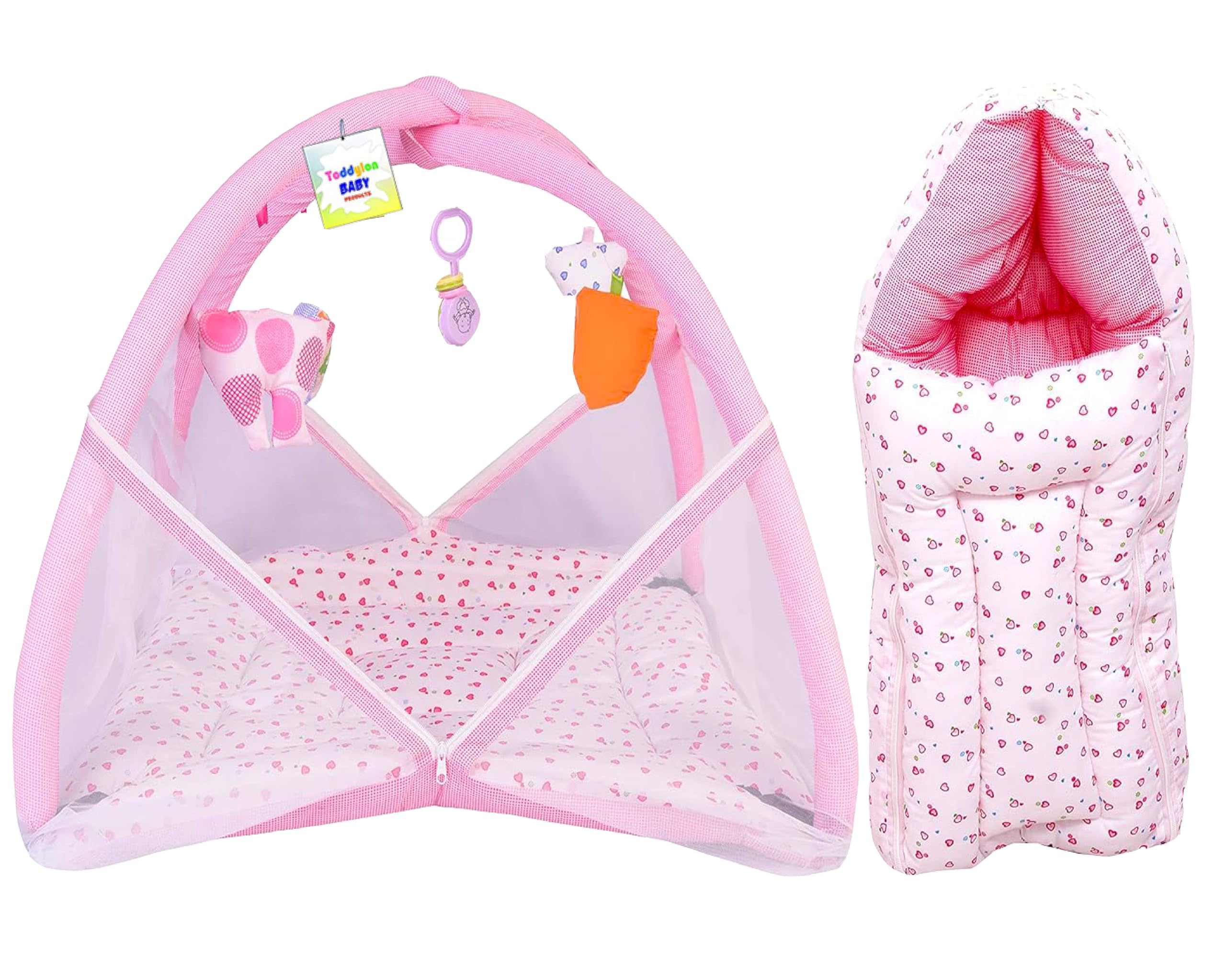 Baby Bedding Set New Born Baby Bed | Mattress | Mosquito Net | Carry Bag | Essentials | Carry Bag | Cotton Combo | Infant beds | Products (0-6 Months) (2PCS Set)
