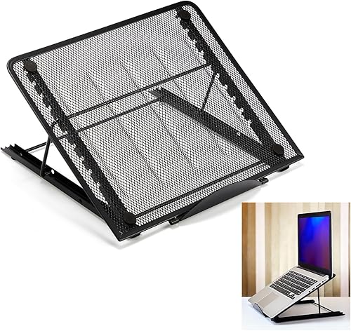 Miniatura 7 de 2 soportes de malla para laptop de 10 niveles, soporte elevador ajustable para computadora portátil para escritorio, refrigeración, ventilado,