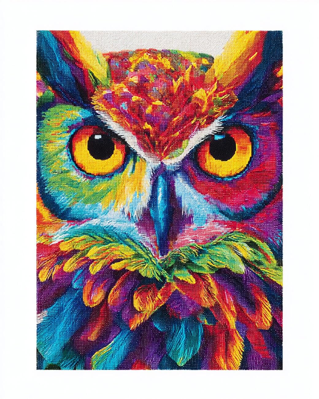 RKFLGEW DIY Bead Embroidery Kits Colorful Owl 30x40cm