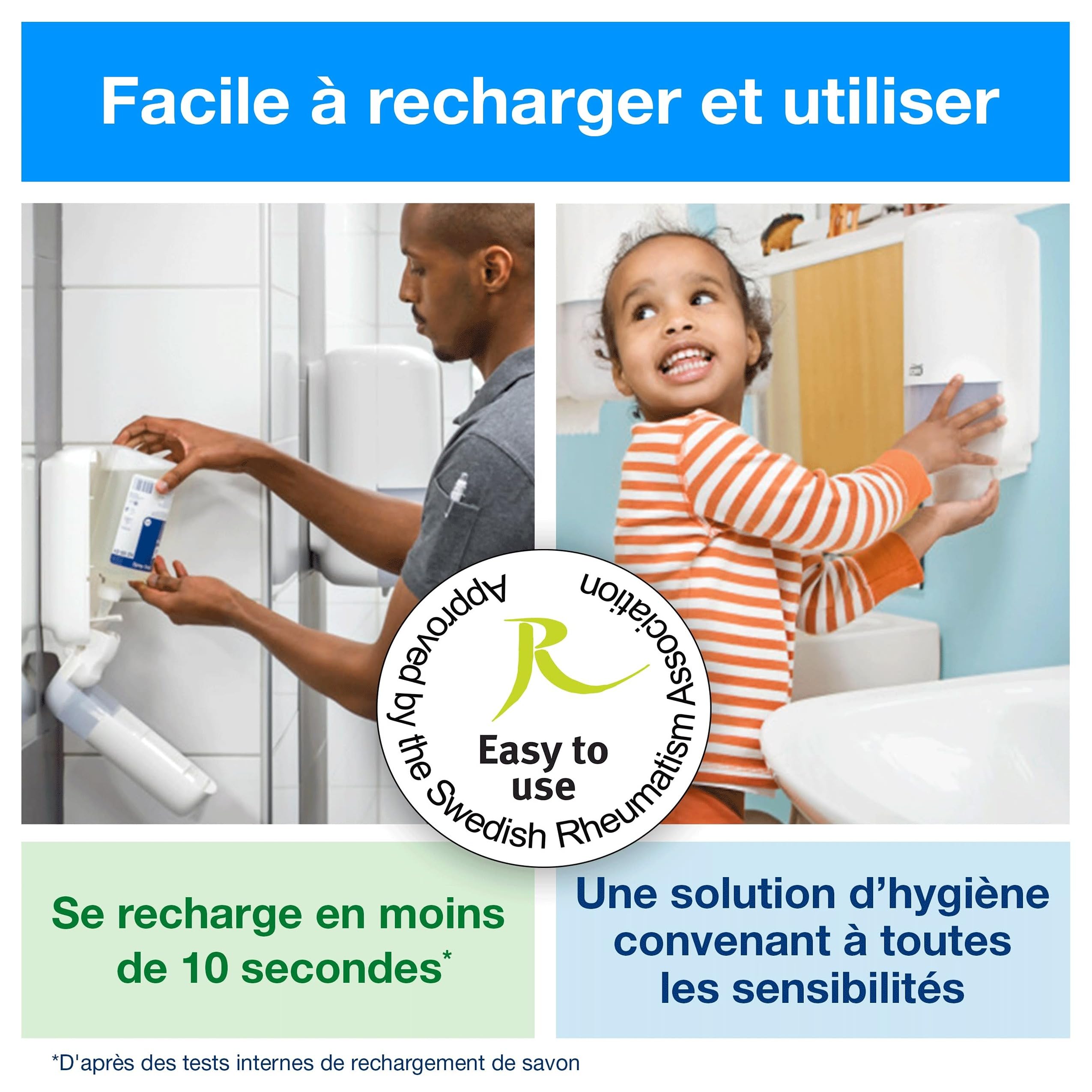 Tork Savon liquide Mains - Senteur douce S1, parfum frais, 6 x 1000 ml, 420501