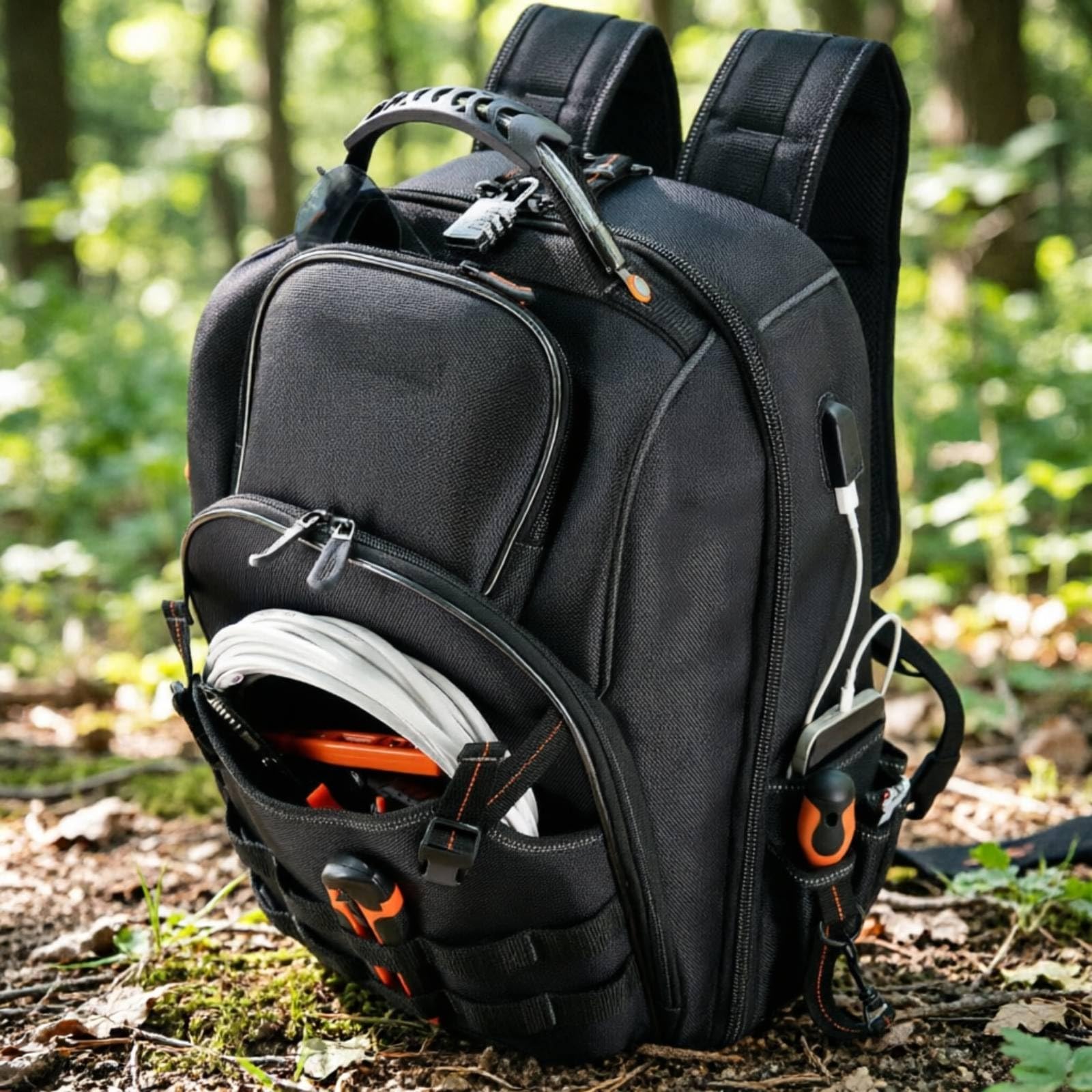 Sac à Dos Chantier Grand Volume | Multi-Poches, Sac à Dos Porte-Outils, Multipoches, pour Travaux Extérieurs, Professionnels du Bâtiment
