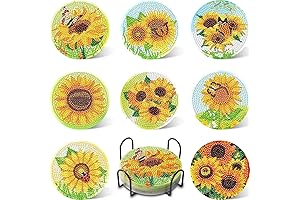 Add a Brilliant Botanical Touch with Our UPINS Sunflower Diamond Painting Coasters Kit