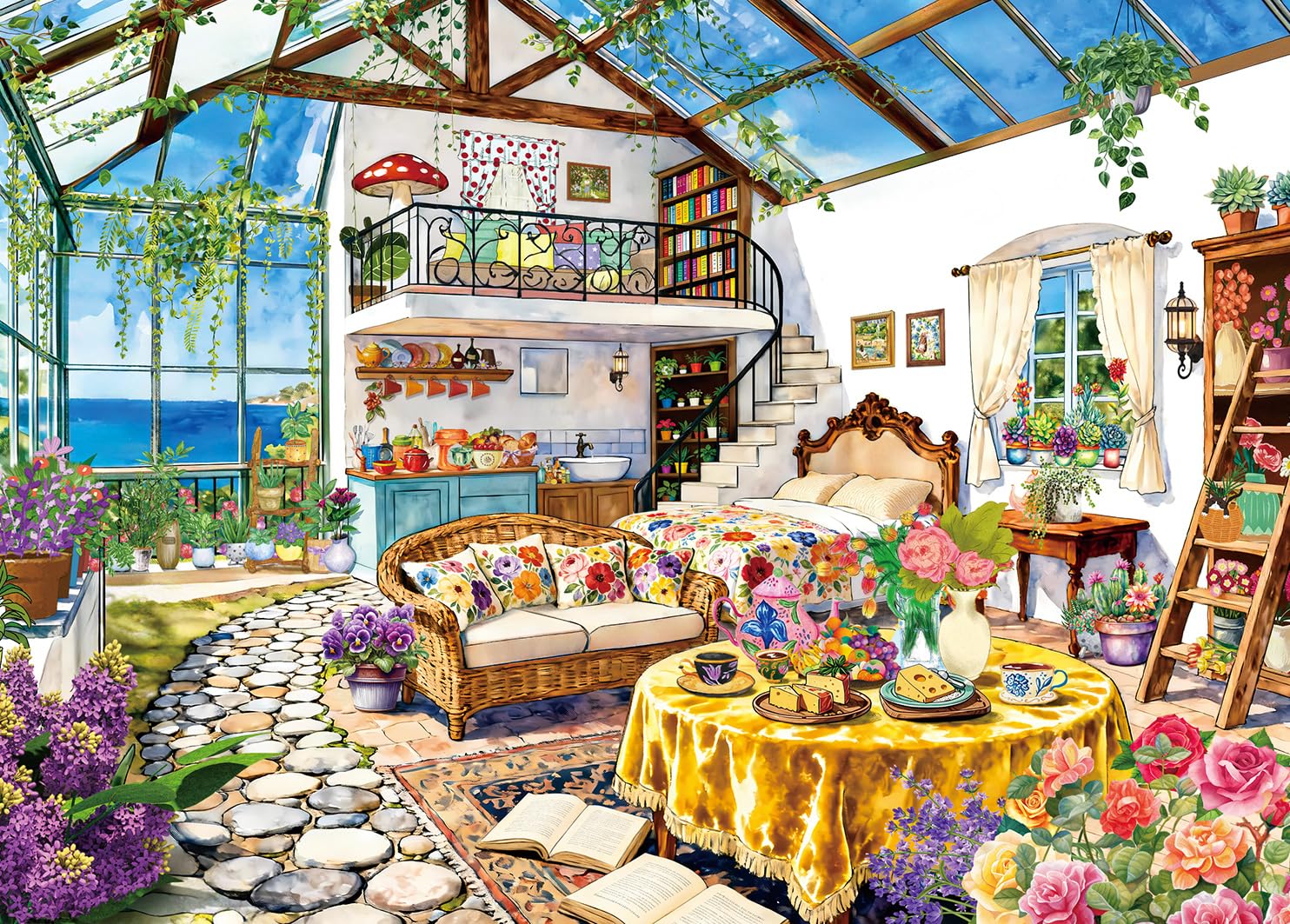 Puzzles 1000 Pieces for Adults jigsaw puzzles for adults-Sunny Sea View Room-1000 Piece Puzzle Classic Educational Games Beautiful Decoration Puzzle