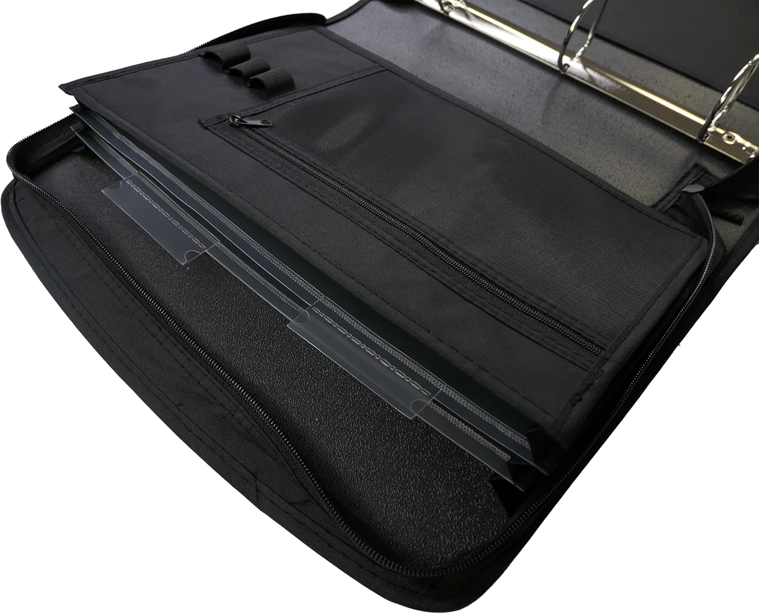 Five Star Zipper Binder, 2-Inch Capacity, 3 D-Rings, Exterior Zippered Pockets, Interior Mesh Pouch, Easy Grip Spine, Black Cover (66352)
