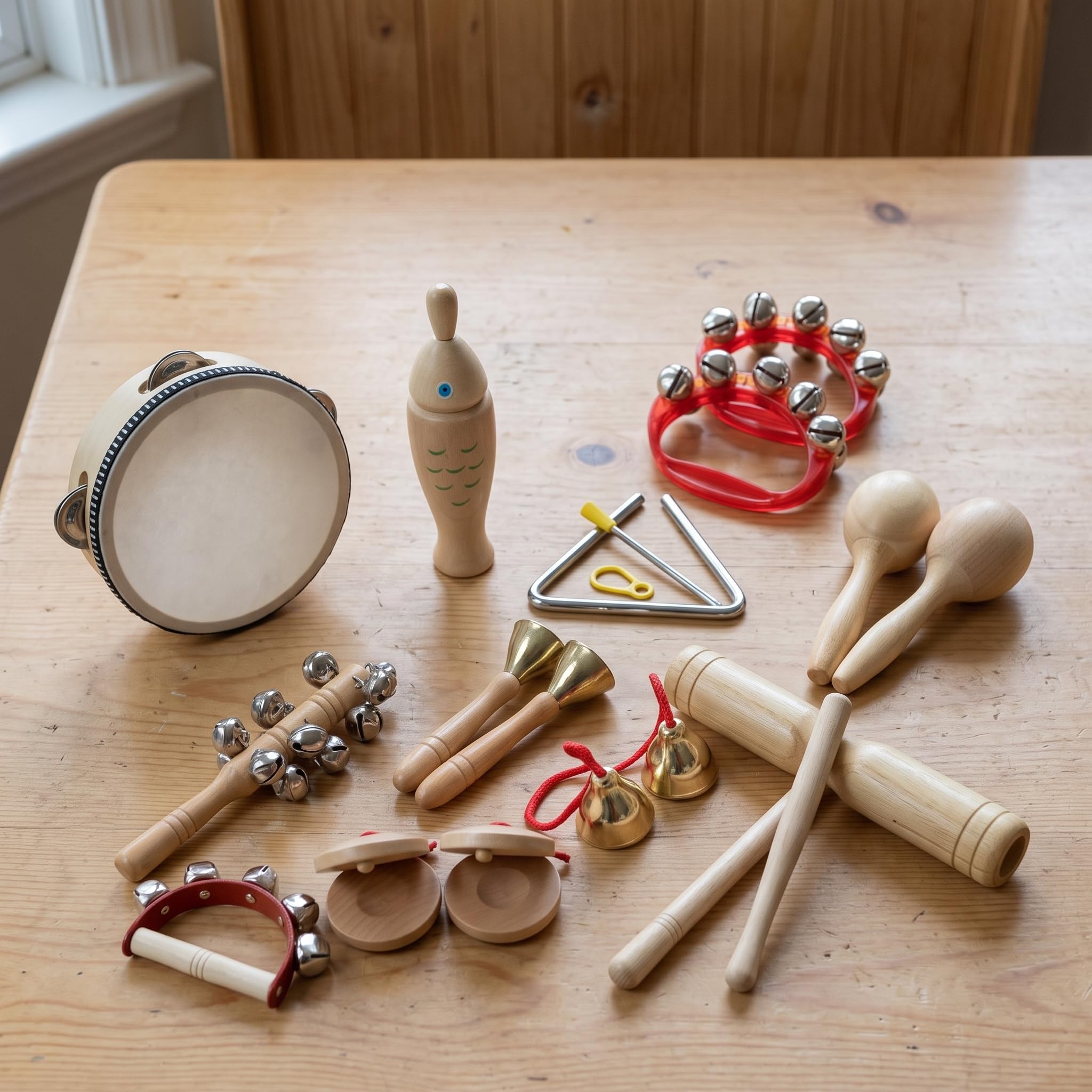 Set Strumenti Musicali in Legno per l'Infanzia, Giocattoli Musicali per lo Sviluppo Sensoriale, per la famiglia , Tamburo coreano raffinato 9 tipi