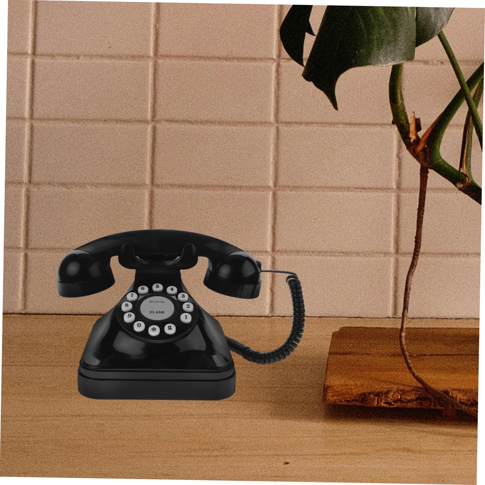 Teléfono Antiguo Retro Vintage Cable Negro Abs para Oficina | Modelo Fijo de Escritorio, Estilo Clásico Elegante, Uso en Hogar y Despacho
