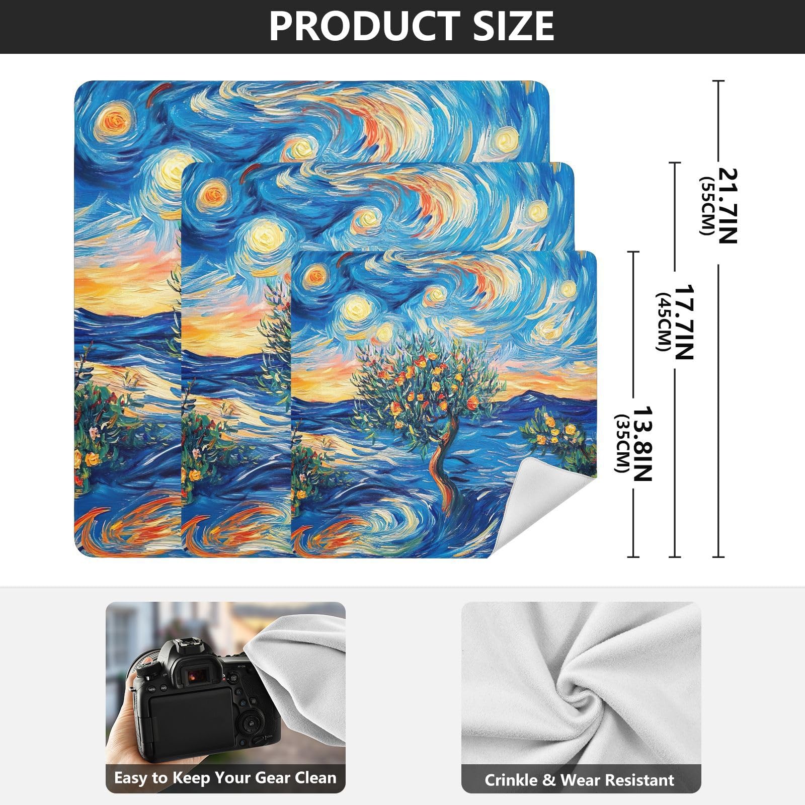 ODAWA Camera Lens Wrap Cloth Starry Tree Blue Self-adhesive Cloth 13.8