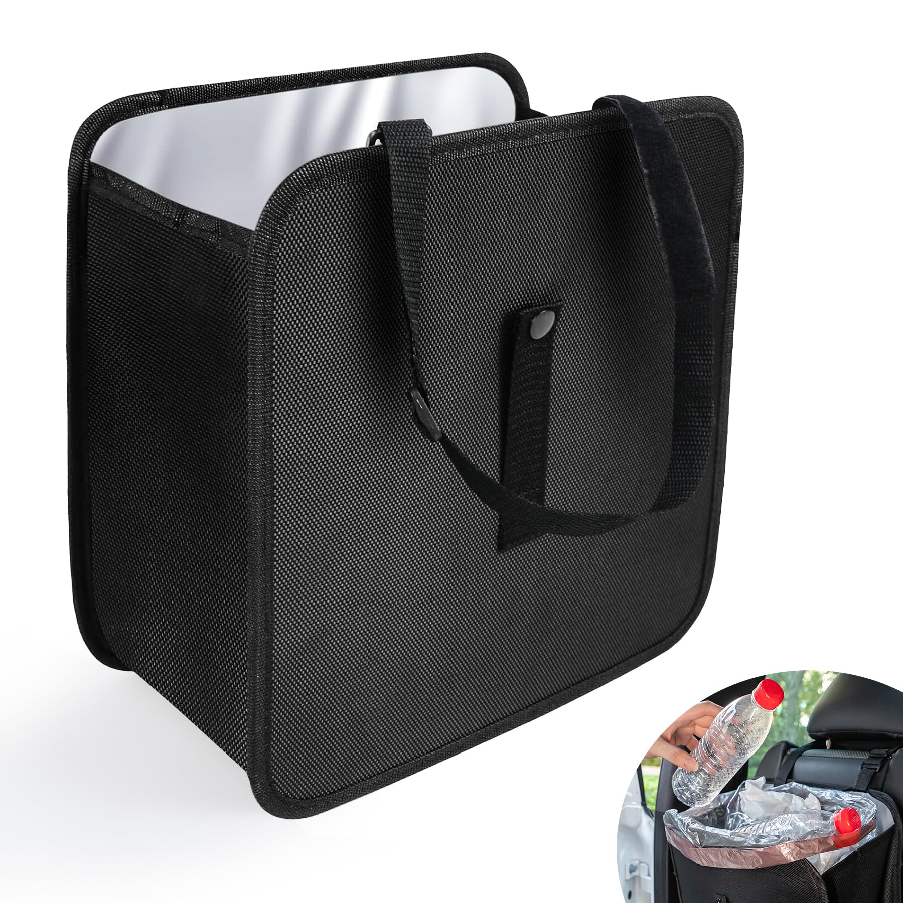 Amiss Foldable Car Trash Can, Collapsible Garbage Bin for Automotive, Hanging Waterproof Leakproof Storage Bag, 3.9 Gallon