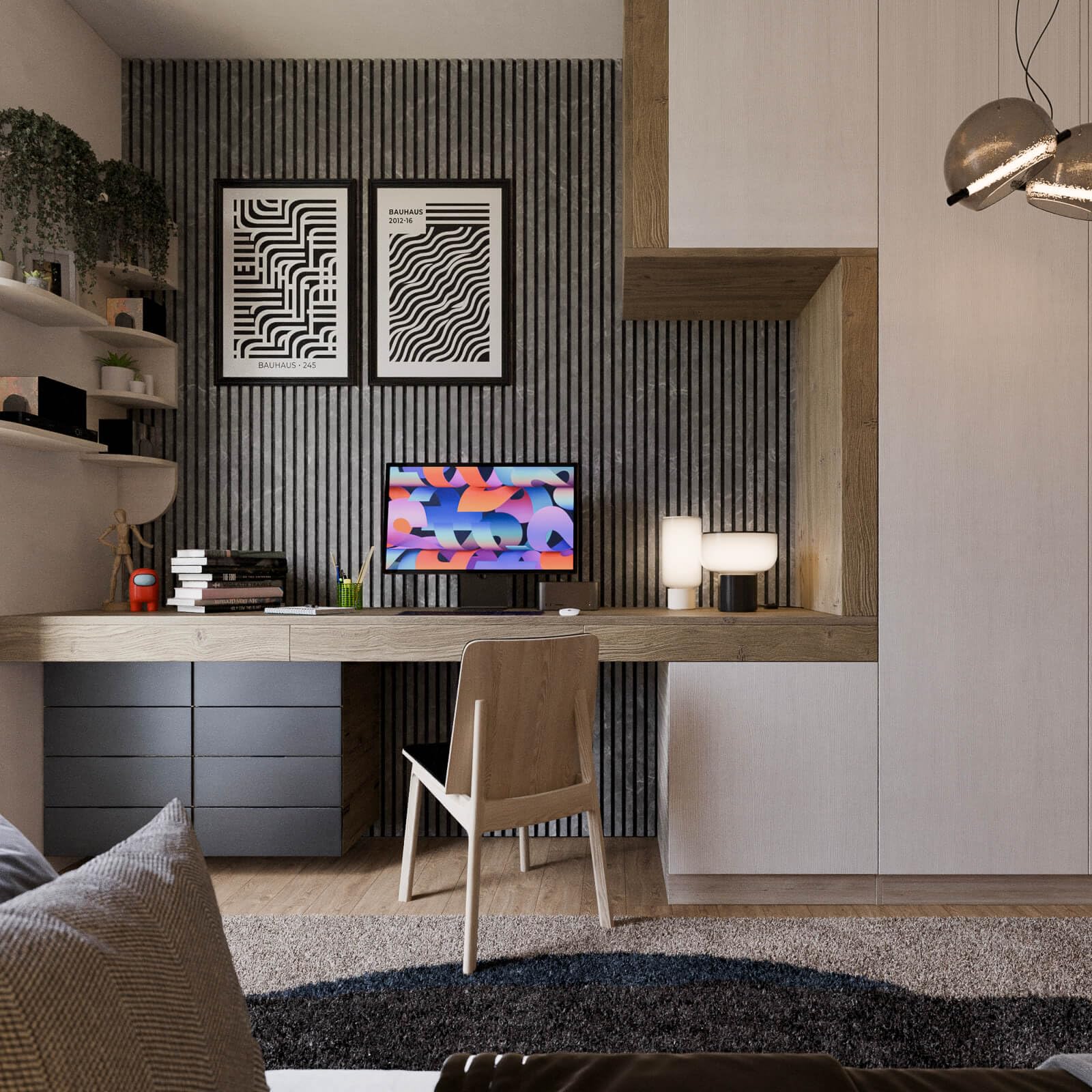 FIBRA Panels - SET 2 Pannelli Fonoassorbenti in legno e Feltro Acustico, Riduzione Rumore e Design Elegante, Dimensioni 258x60 x 2 cm Marmo, Made in Italy, Facili da Montare per Pareti e Soffitti