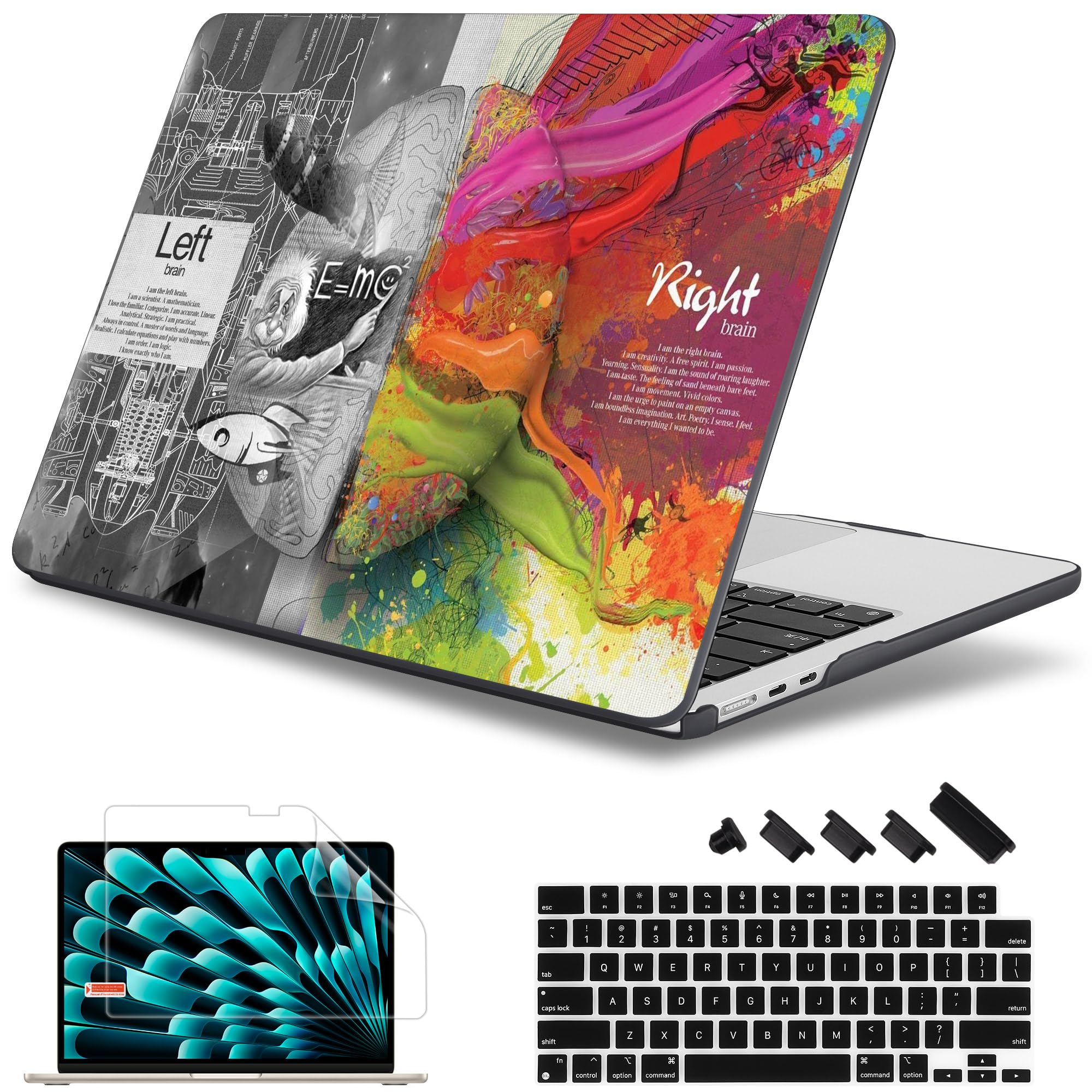 May Chen for M4 MacBook Air 13.6 Inch Case 2025 2024 2023 2022 Release Models: A3240 A3113 M3 A2681 M2, Plastic Hard Shell Case for MacBook Air 13.6" with Retina Display Fits Touch ID, Brain