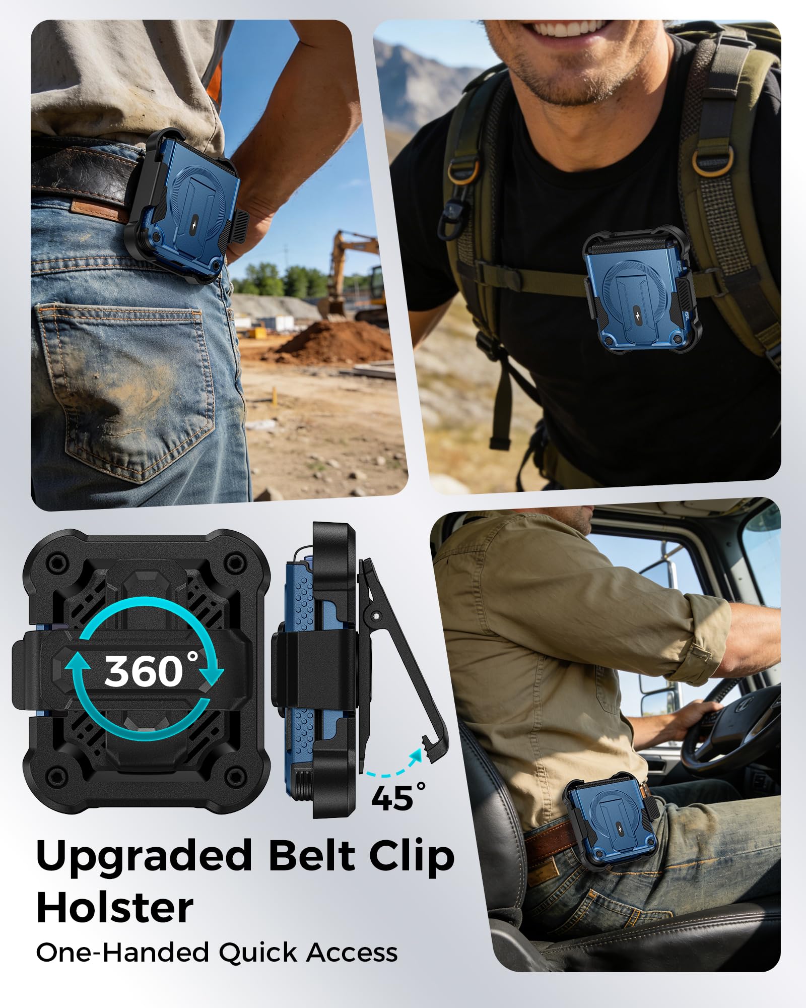 Goton Custodia per Samsung Galaxy Z Flip 7 con clip per cintura, blu