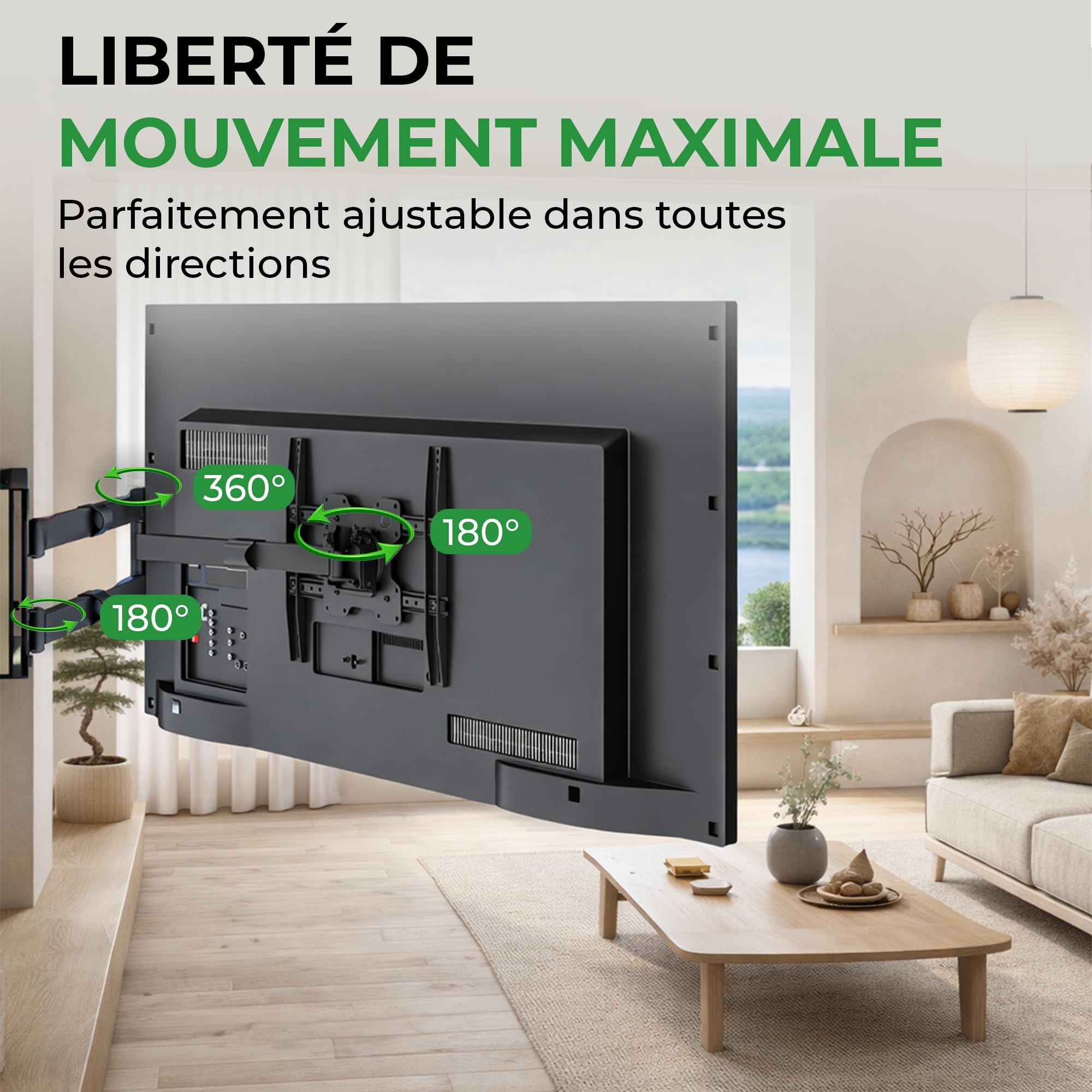 TiTon 120 cm - Support Mural TV - 40 kg - VESA 400x400 - Fixation Murale TV de 42 Pouces à 75 Pouces - Kit Complet d’Installation Inclus