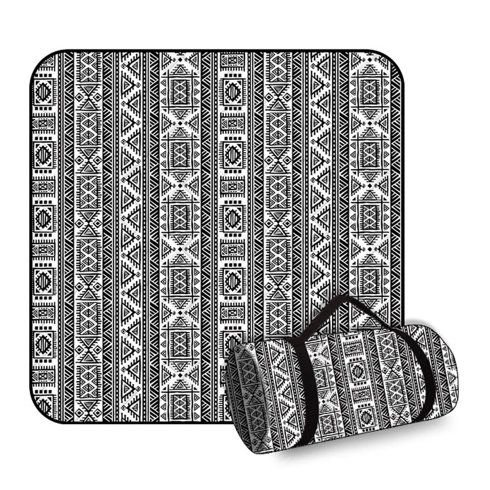 Coperte Picnic Impermeabili Pieghevoli Esterni 5 Strati Spesse Anti Sabbia Leggere Con Cinturino Lavabili Ilavatrice-Black