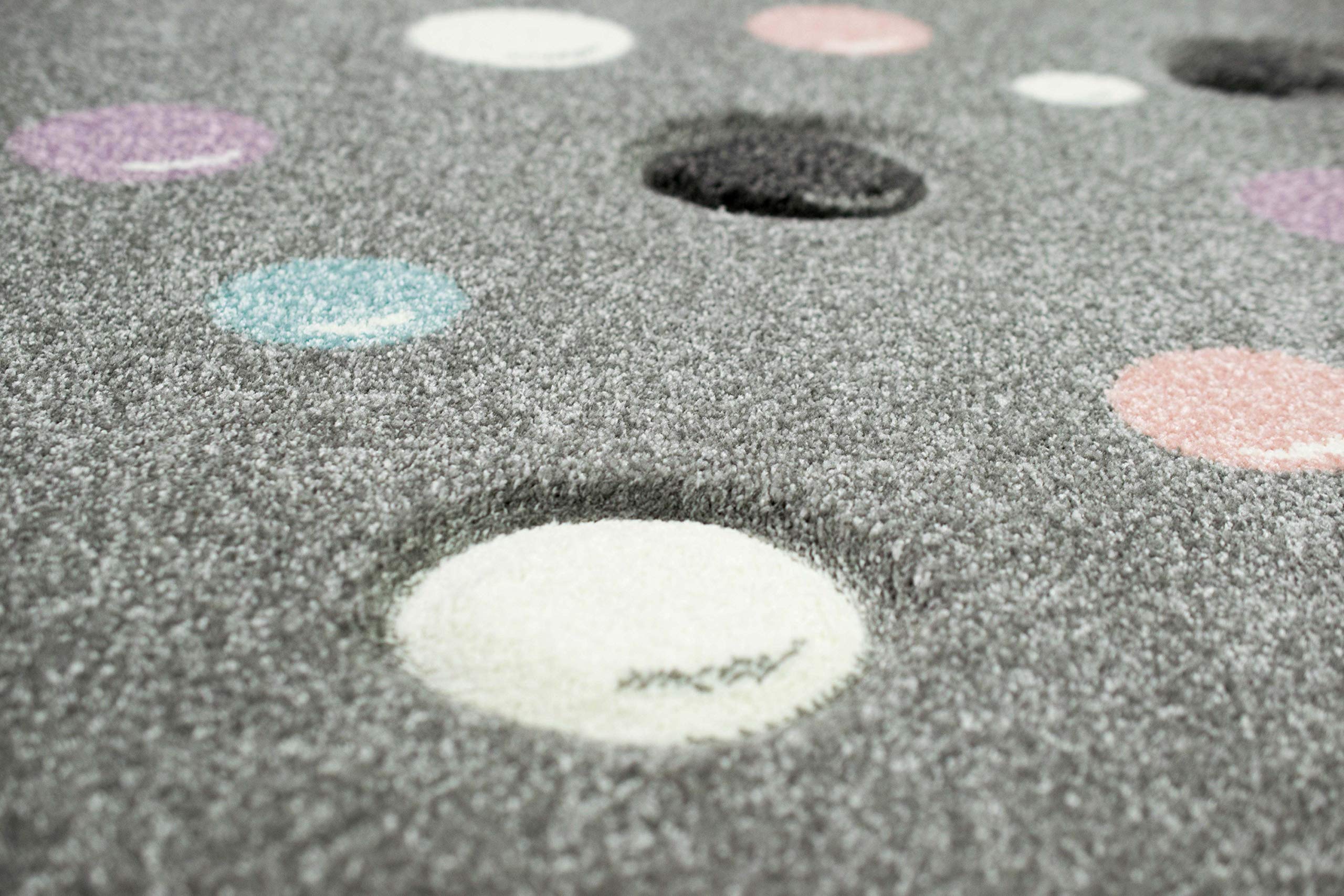 Teppich-Traum Alfombra Infantil Elefante Alfombra con Lunares en Gris Azul Größe 120x170 cm