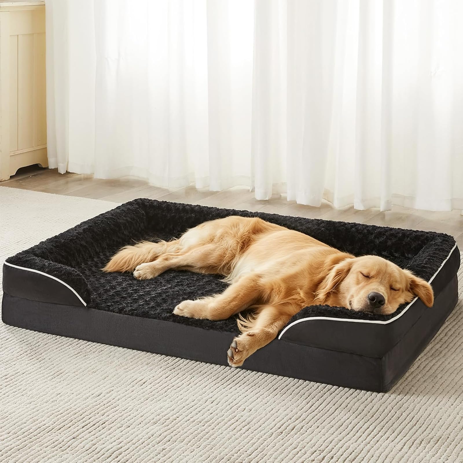 WNPETHOME Camas para perros de gran tamaño, sofá cama ortopédica lavable con forro impermeable y parte inferior antideslizante para dormir mascotas
