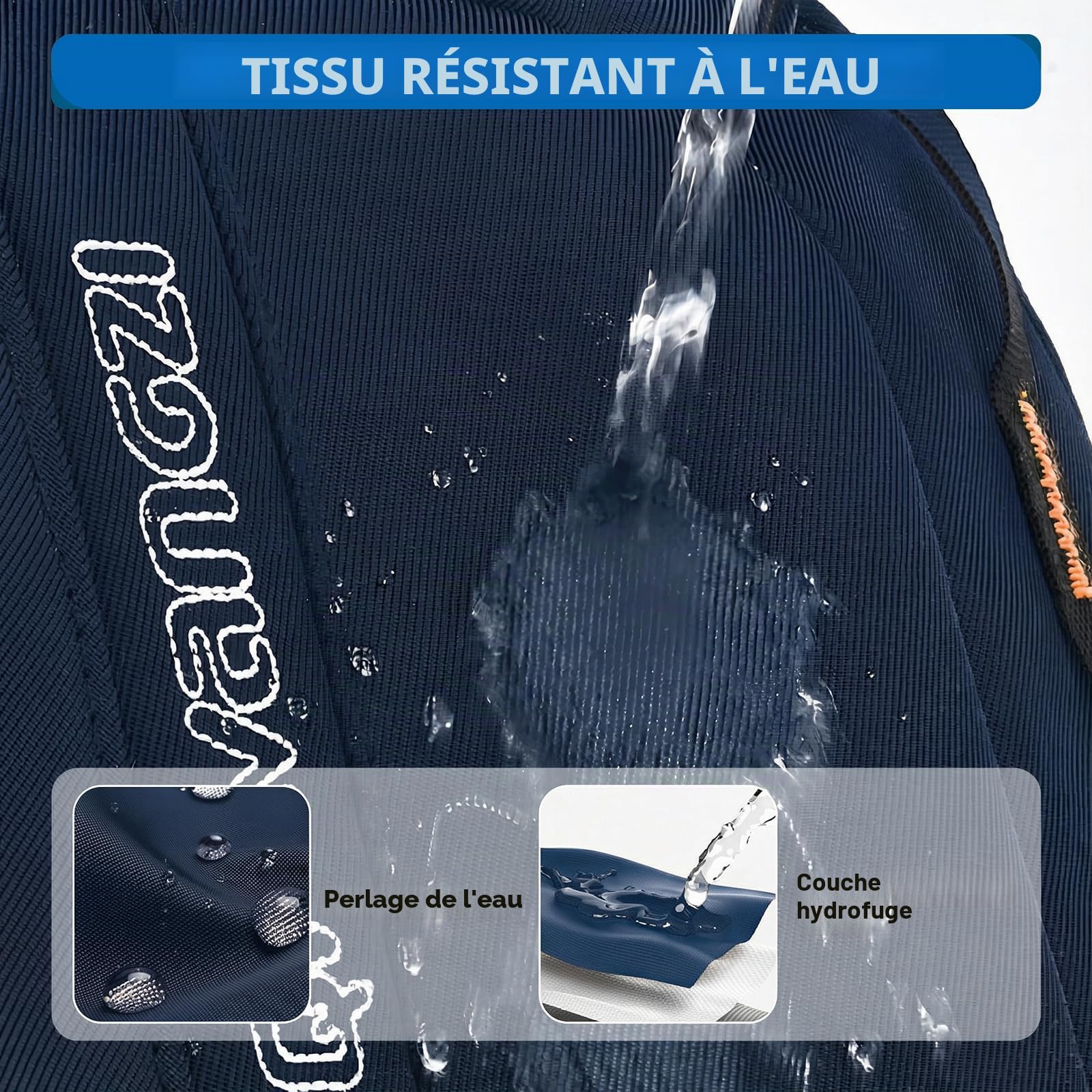 Amythe Sac à Dos Garçon Collège - 36L Imperméable et Léger, Bleu