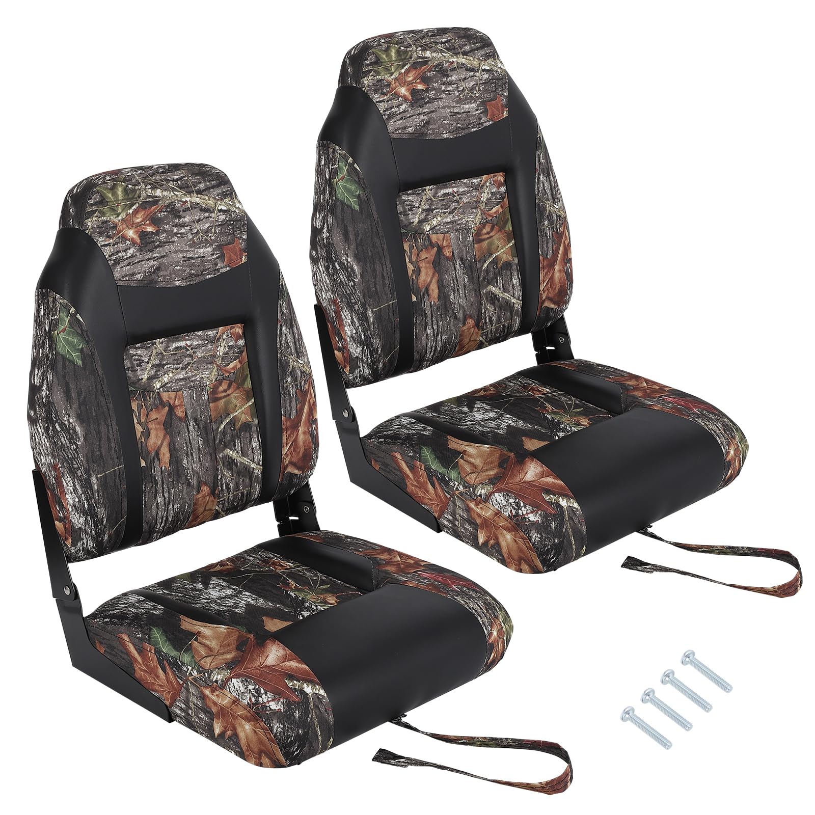 2 Pack Boat Seats, PVC High Back Ergonomic Folding Captain Chair with Fixing Strap and Stuffed Foam, Perfect for Fishing, Speedboats, Canoes, Marine Seats Accessories